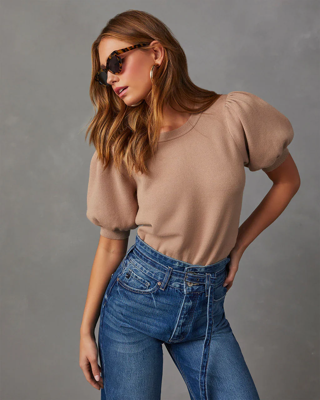 Livia Puff Sleeve Knit Sweater Top