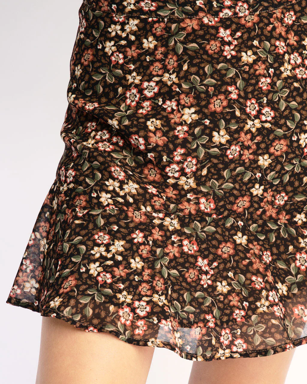 Slightly Amused Floral Ruffle Mini Skirt