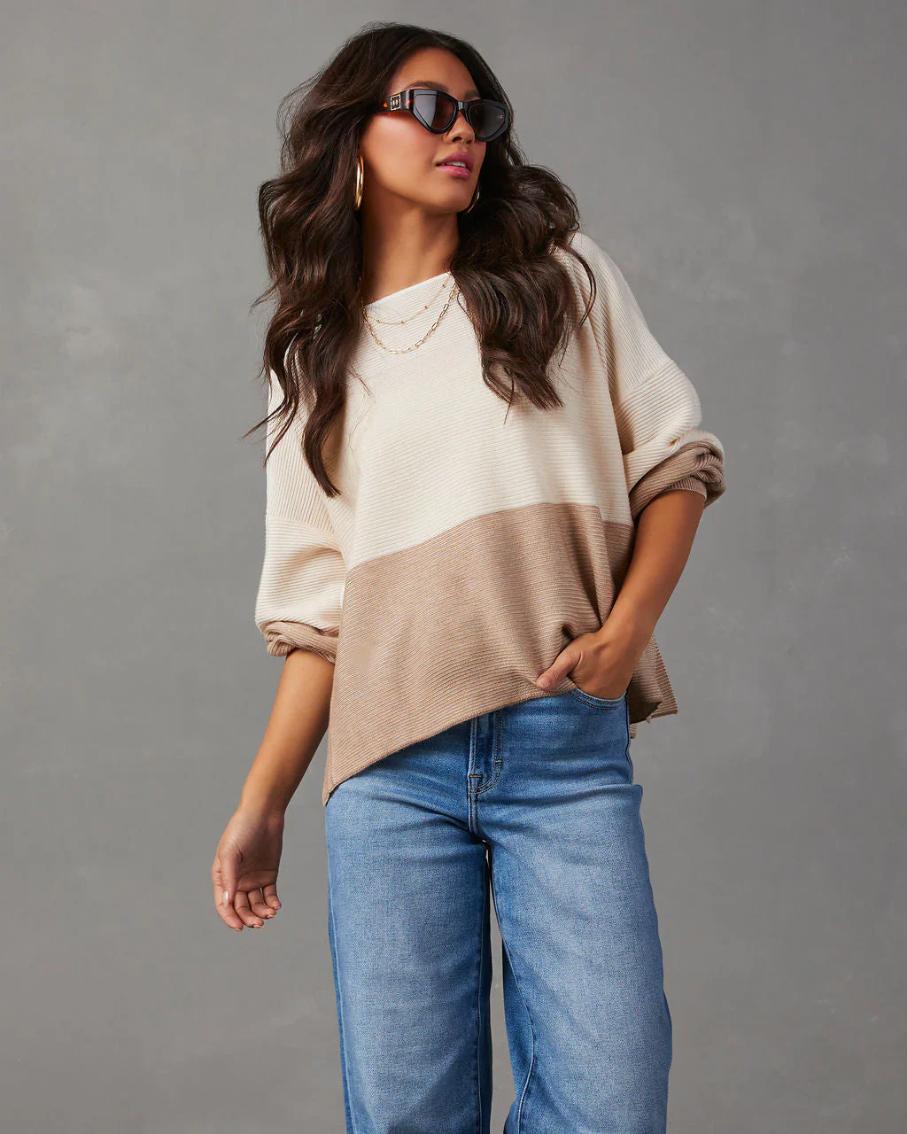 Sweet As Chai Colorblock Sweater