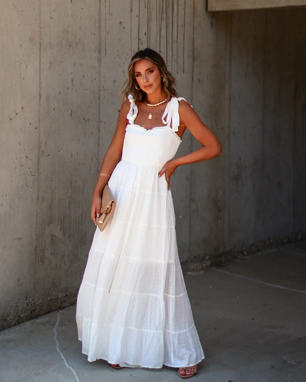 Latana Smocked Tiered Jumpsuit