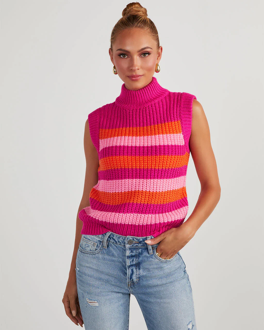 Leia Striped Sleeveless Sweater