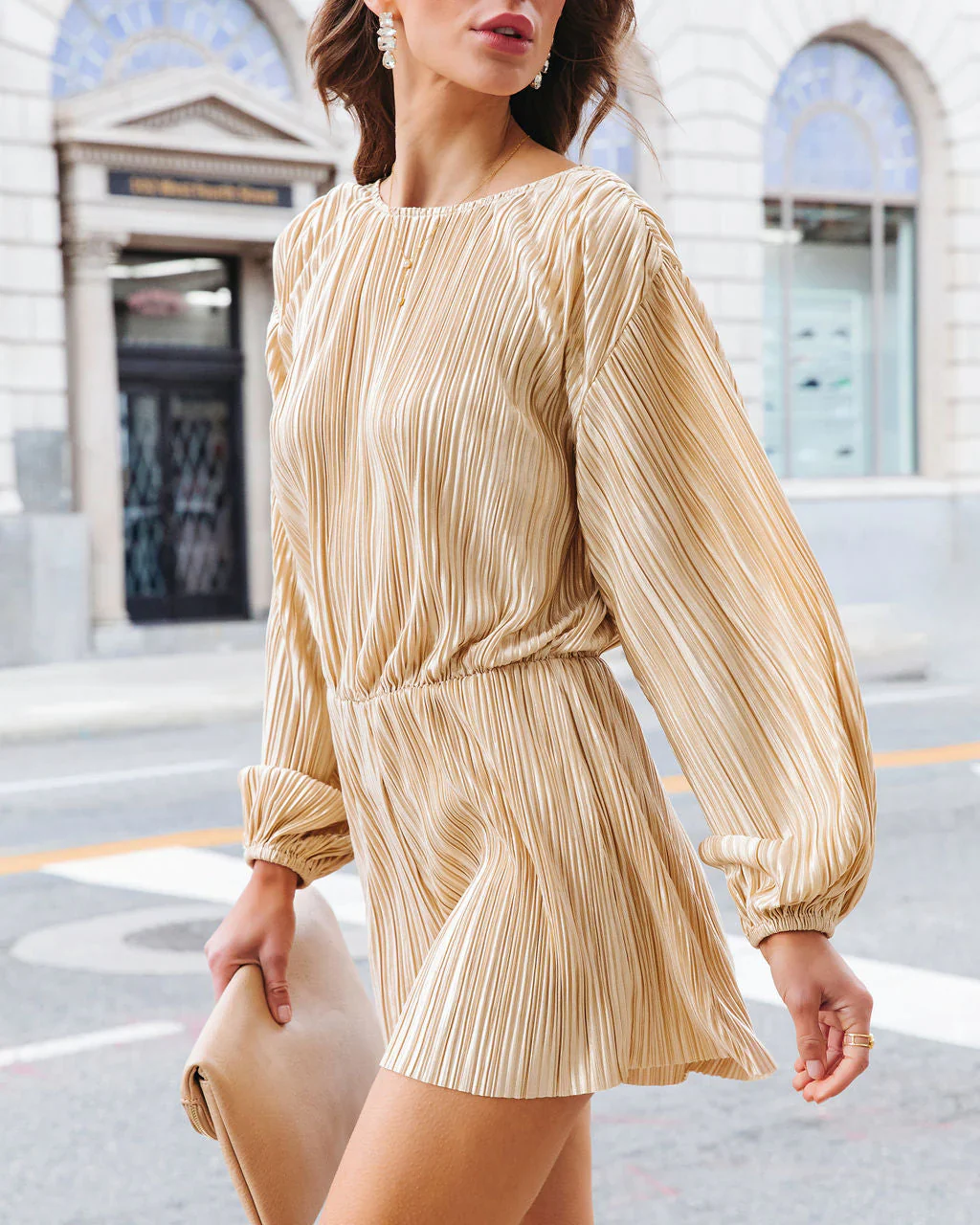 Good Vibes Only Plisse Metallic Romper