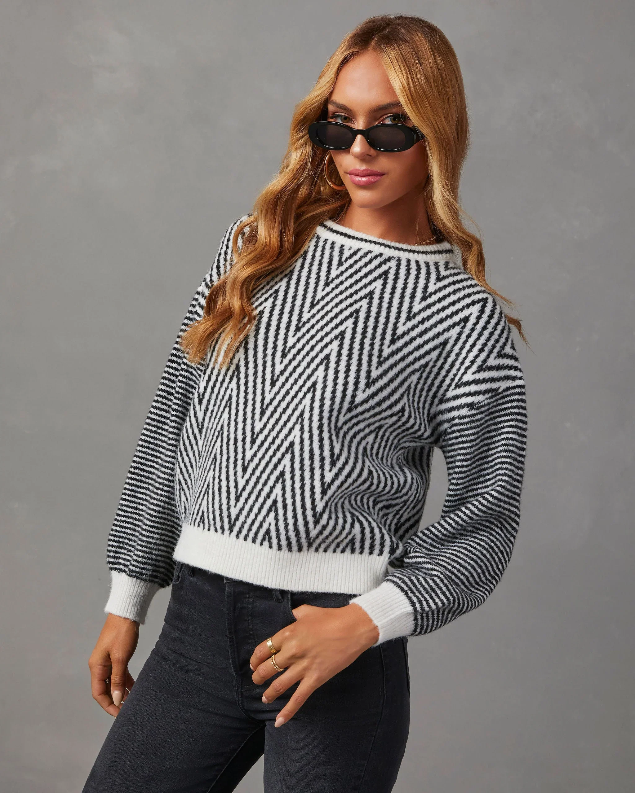 Open Book Chevron Pullover Sweater