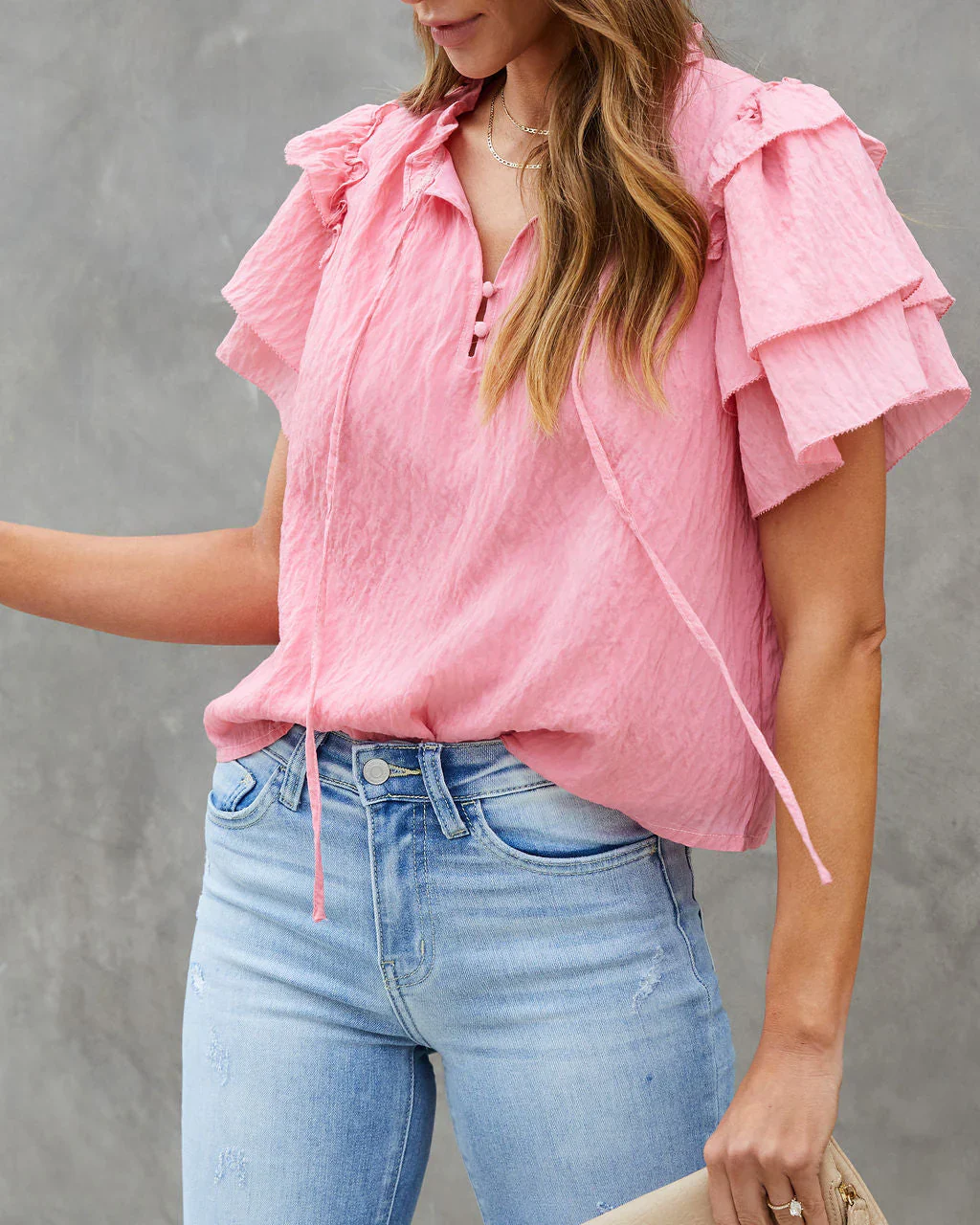 Petunia Tiered Flutter Sleeve Top