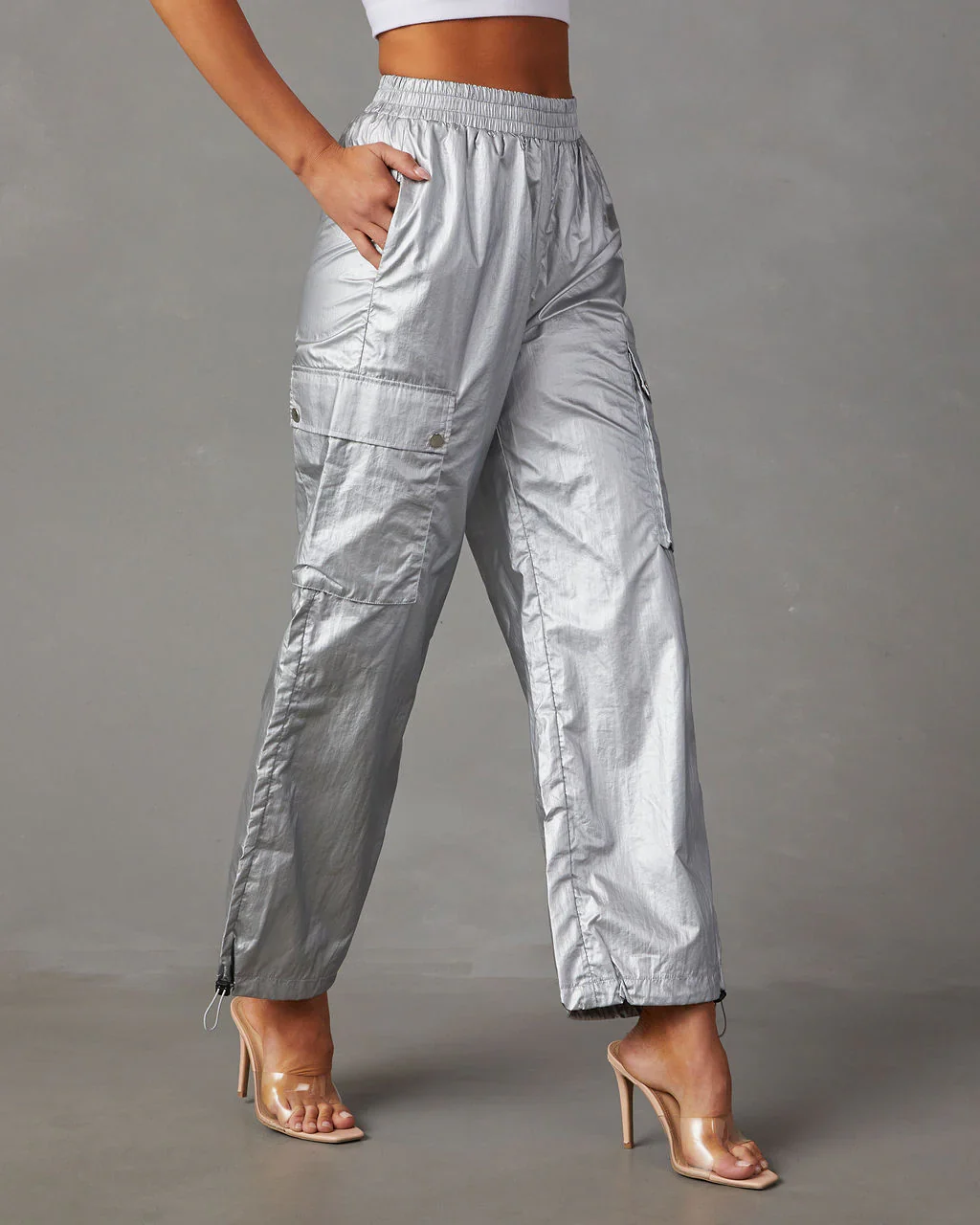 Miley High Rise Metallic Cargo Pants
