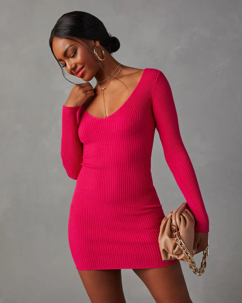 Vickie Bodycon Mini Sweater Dress