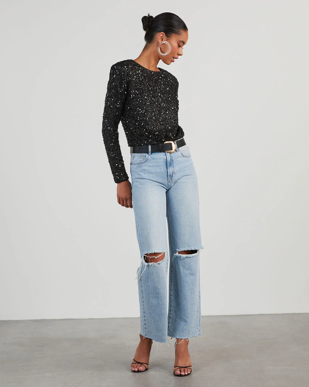 Scarlett Sequin Padded Shoulder Bodysuit