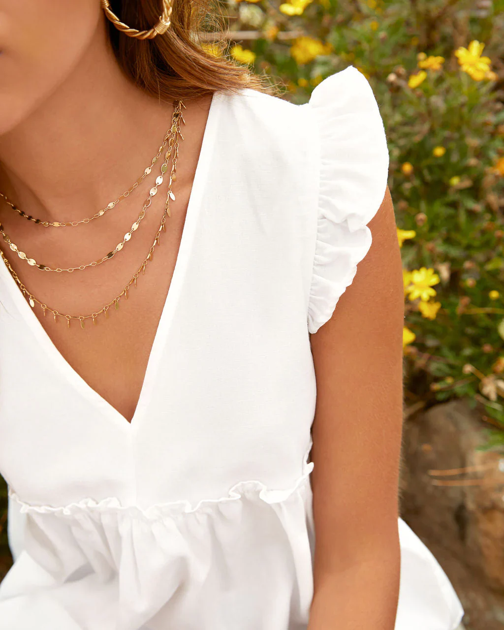 Sweet Melody Cotton Flutter Sleeve Babydoll Top