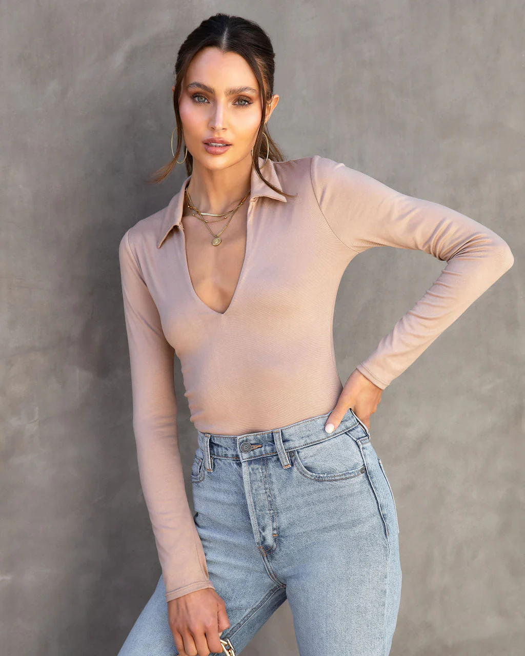 Alessandra Collared Bodysuit