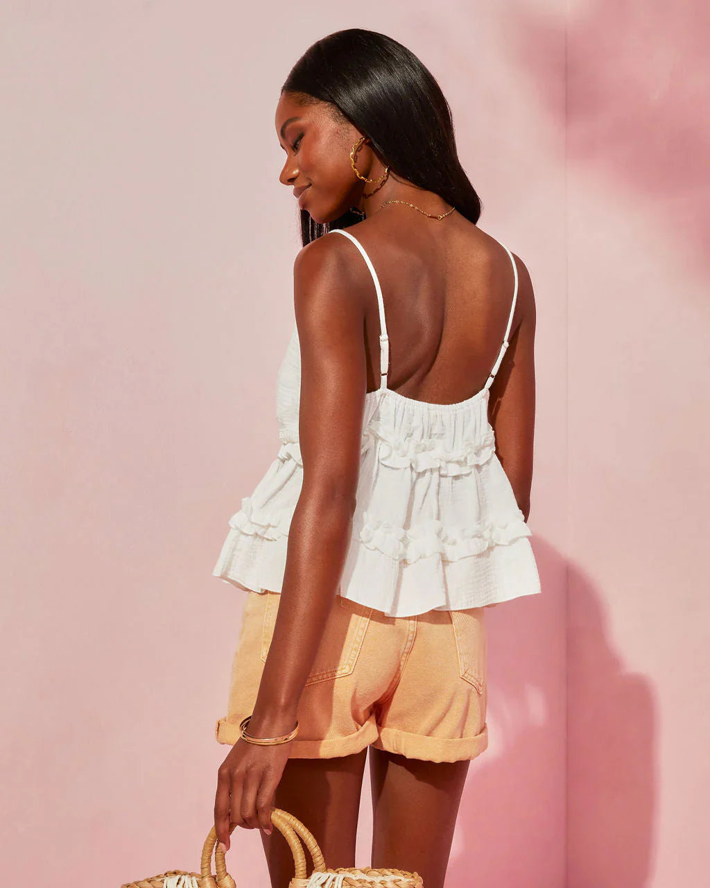 Gareth Cotton Ruffle Tiered Babydoll Top