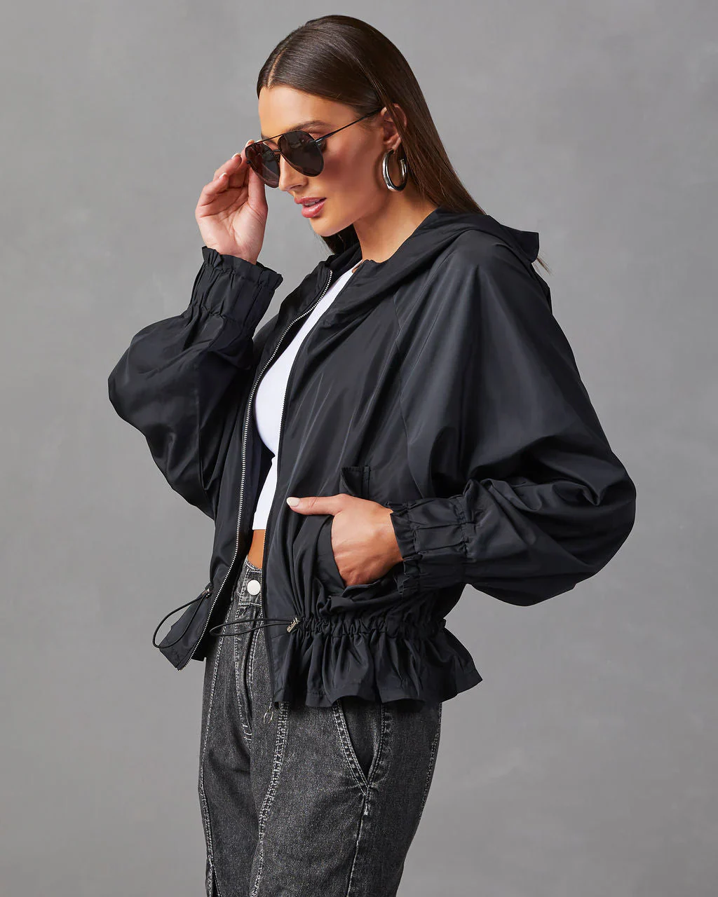 Racetrack Hooded Drawstring Jacket