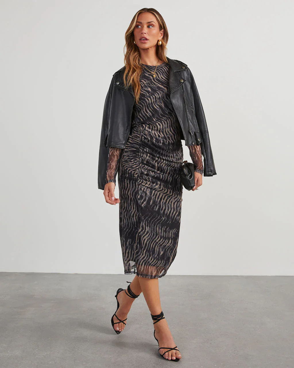 Jeannie Mesh Printed Midi Dress