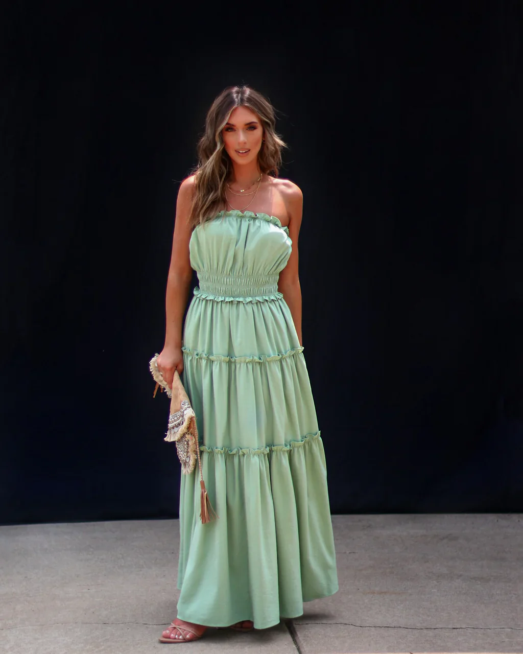 Gerri Strapless Tiered Maxi Dress