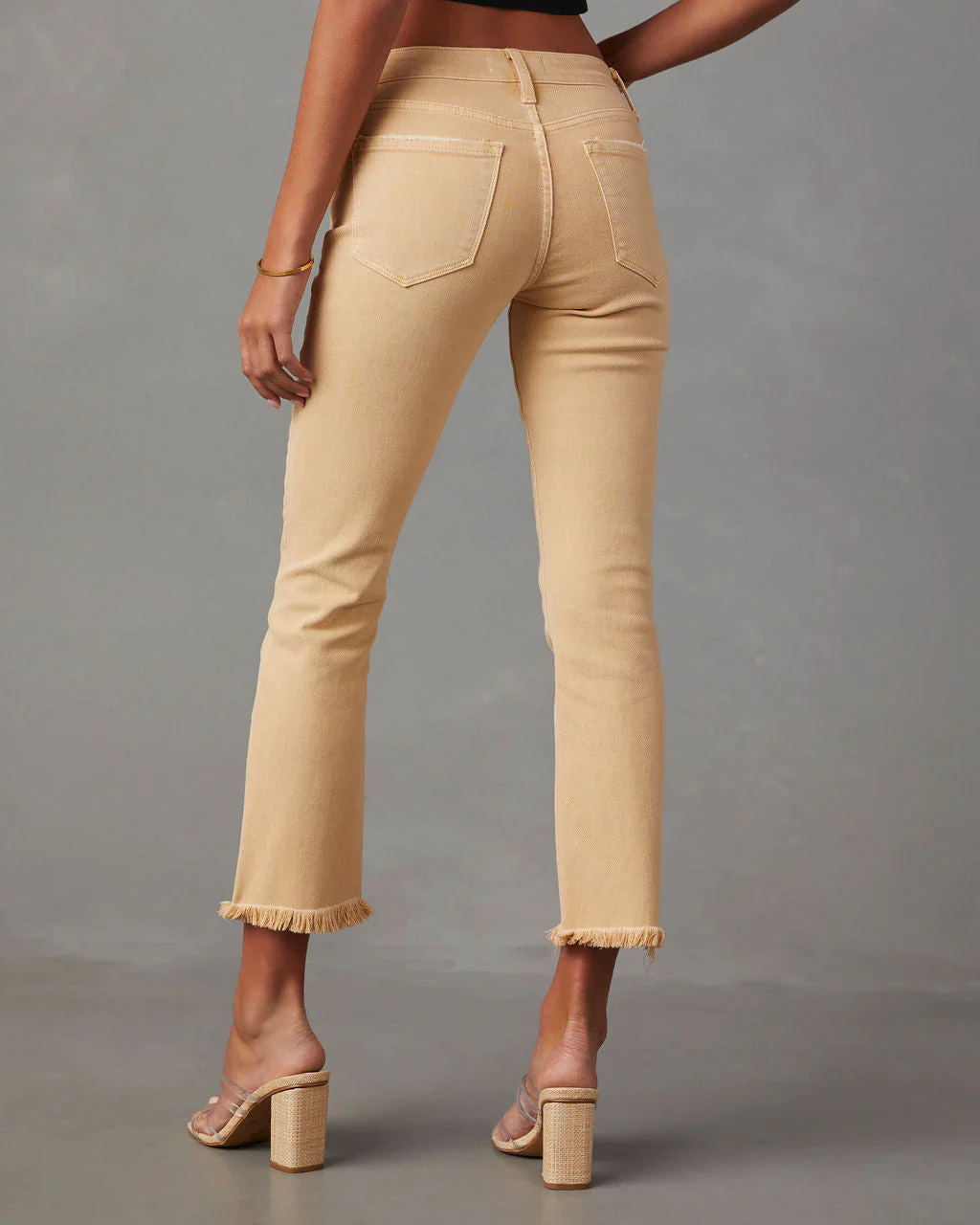 Avila Mid Rise Frayed Hem Jeans