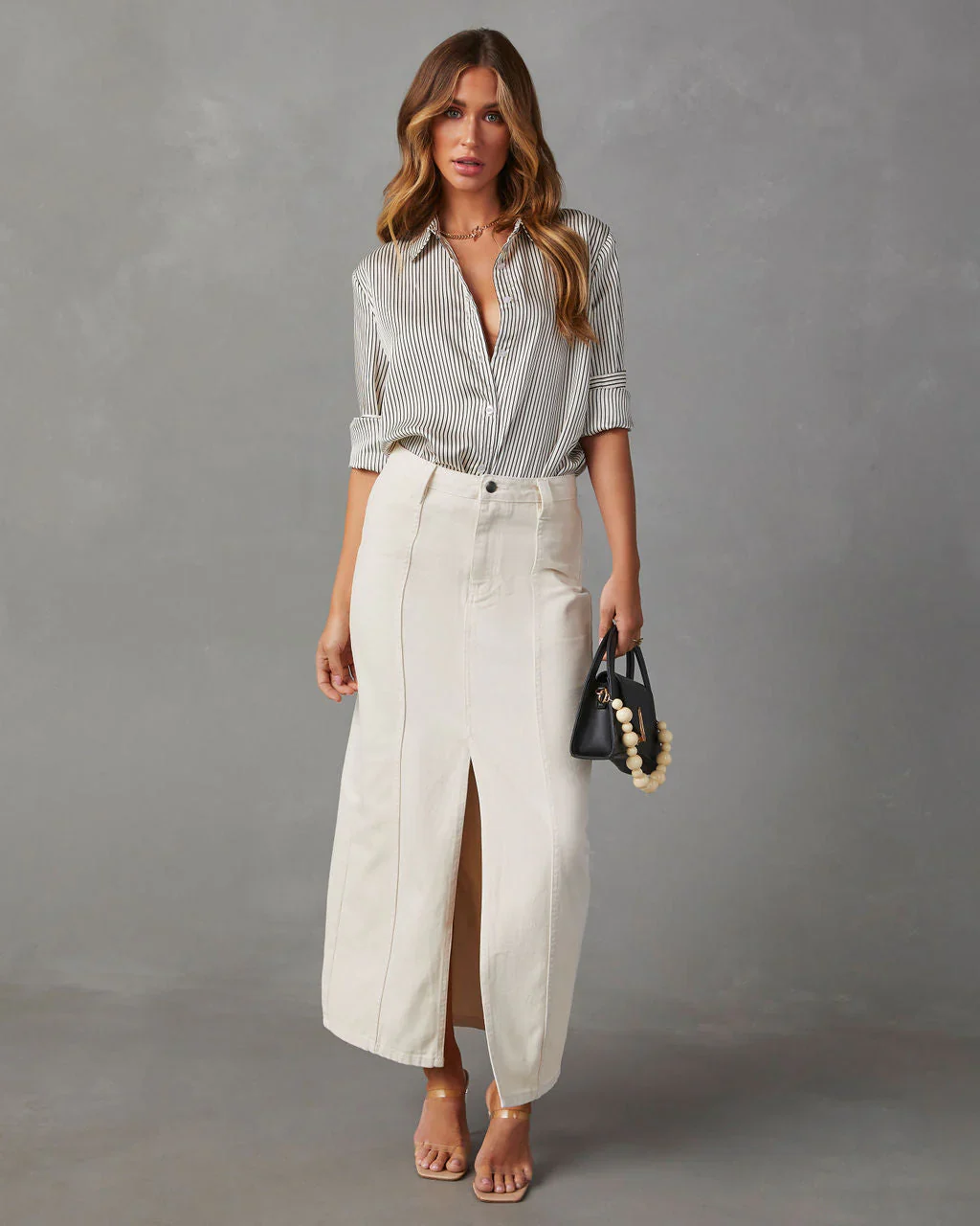 Jessey Striped Oversized Button Down Top