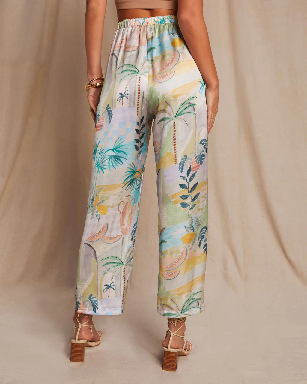 Galapagos Satin Printed Straight Leg Pant