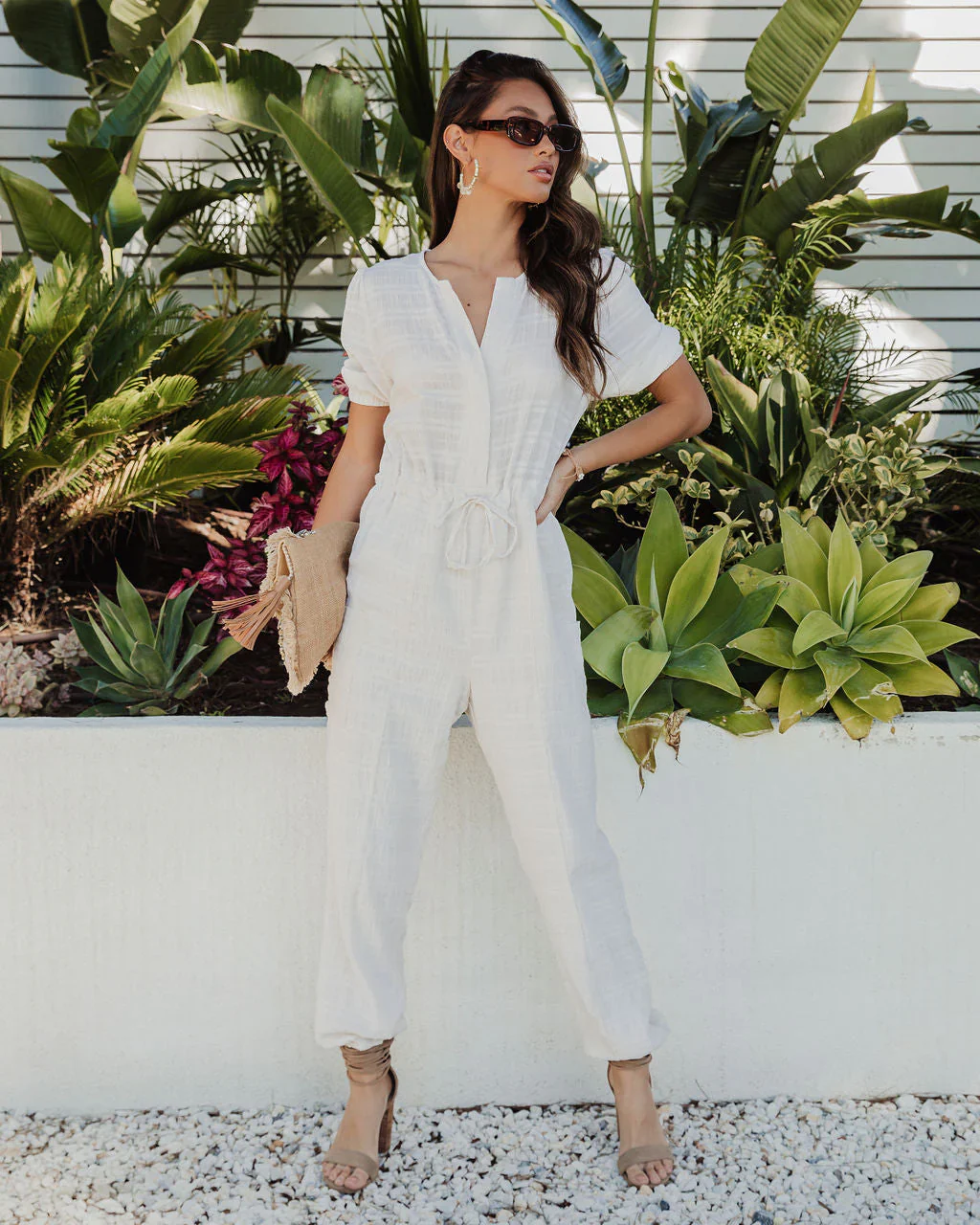Costa Cotton Linen Blend Pocketed Jumpsuit