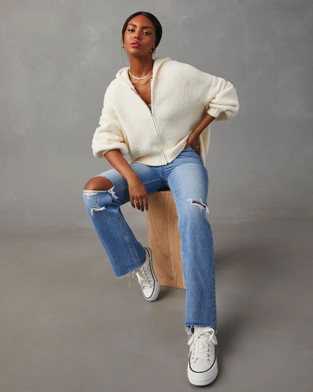 Nathalia Oversized Zip Up Hoodie