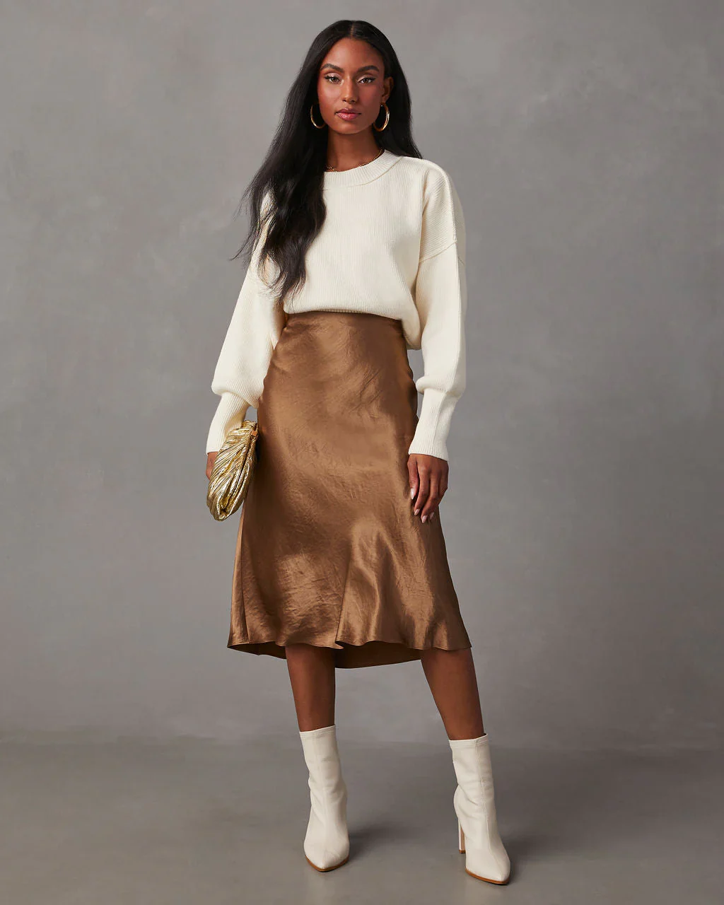 Razoul Satin Midi Skirt