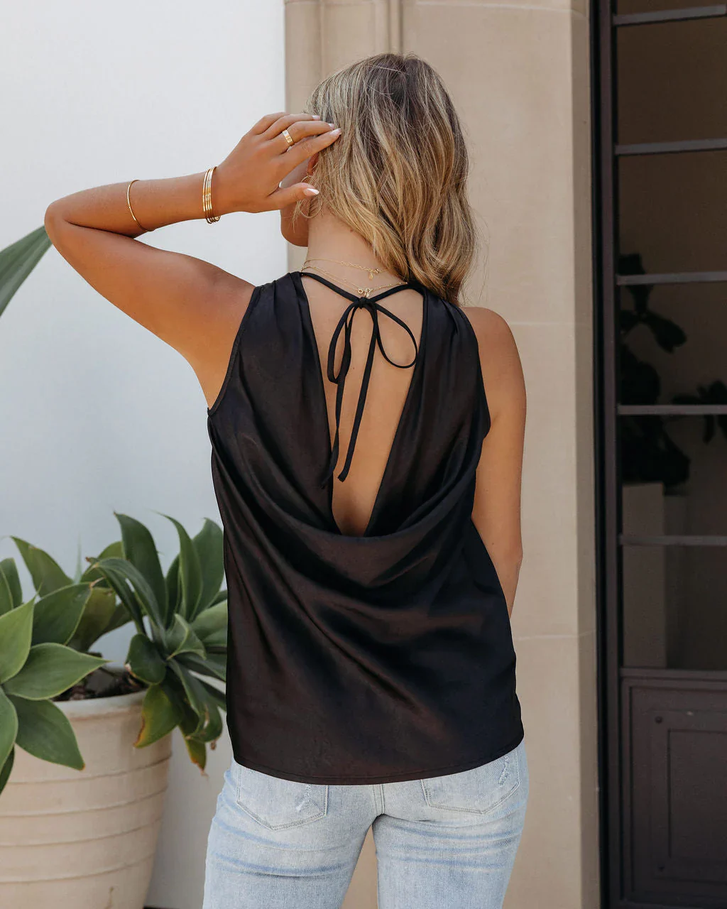 Sounds Like Summer Cowl Neck Satin Tank