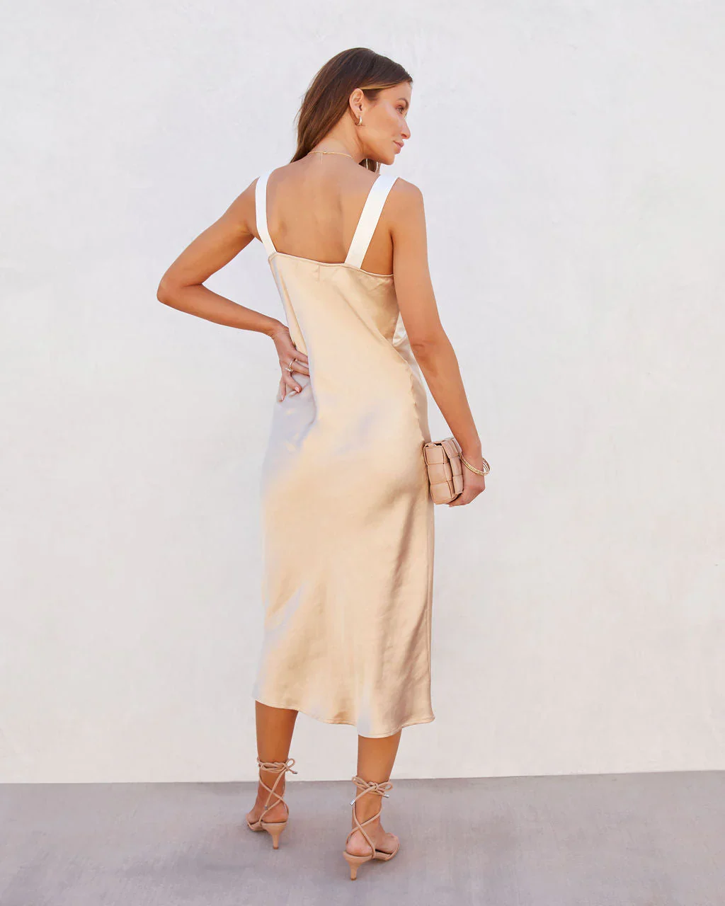 Notebook Romance Satin Colorblock Midi Dress