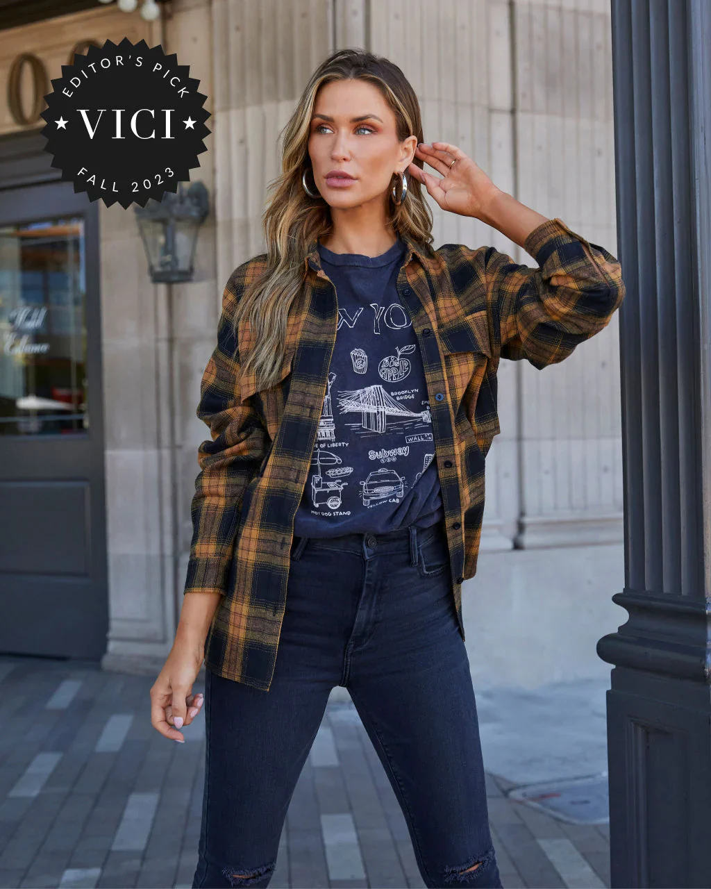 Petaluma Cotton Blend Plaid Button Down Top