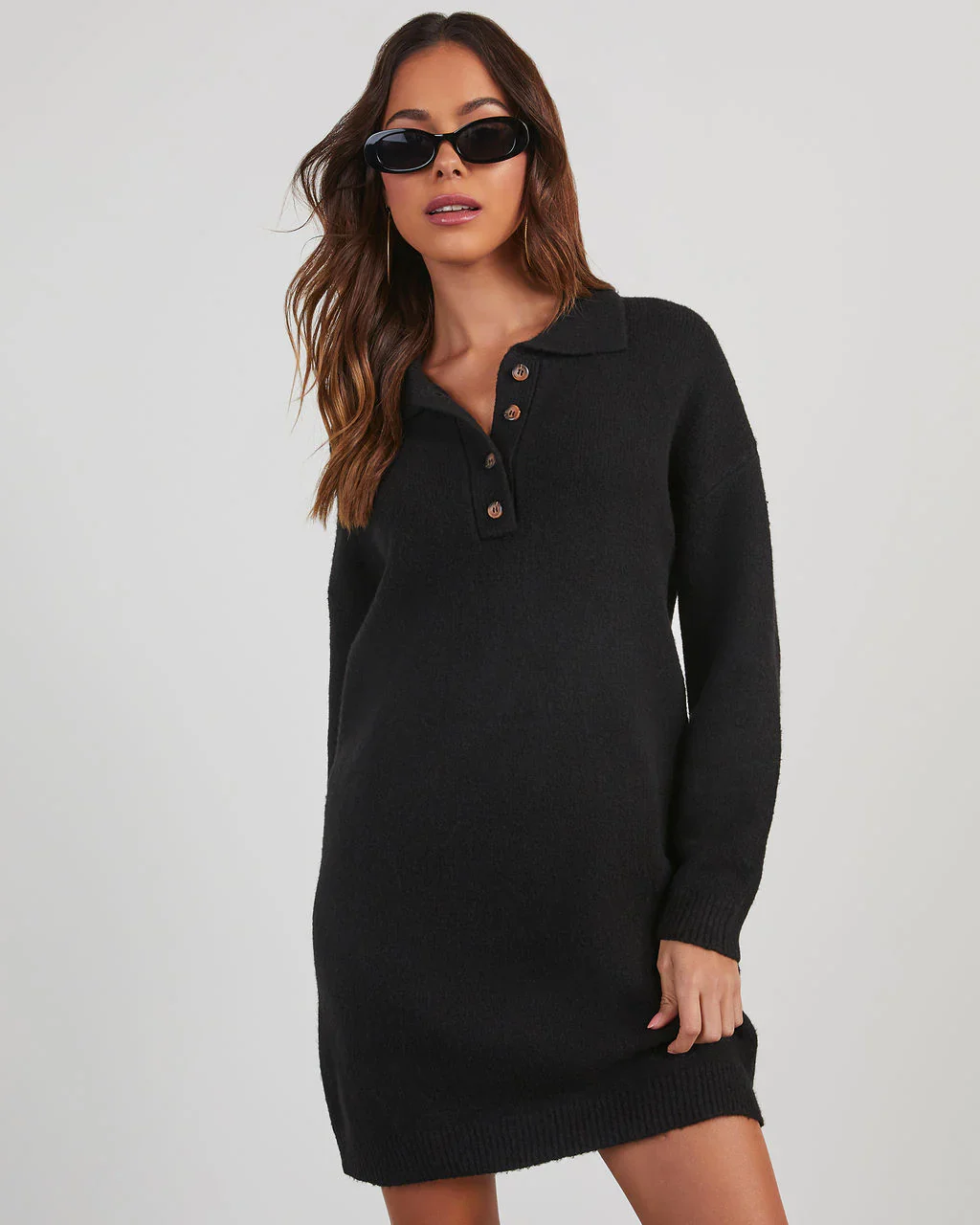 Clinton Collared Mini Sweater Dress