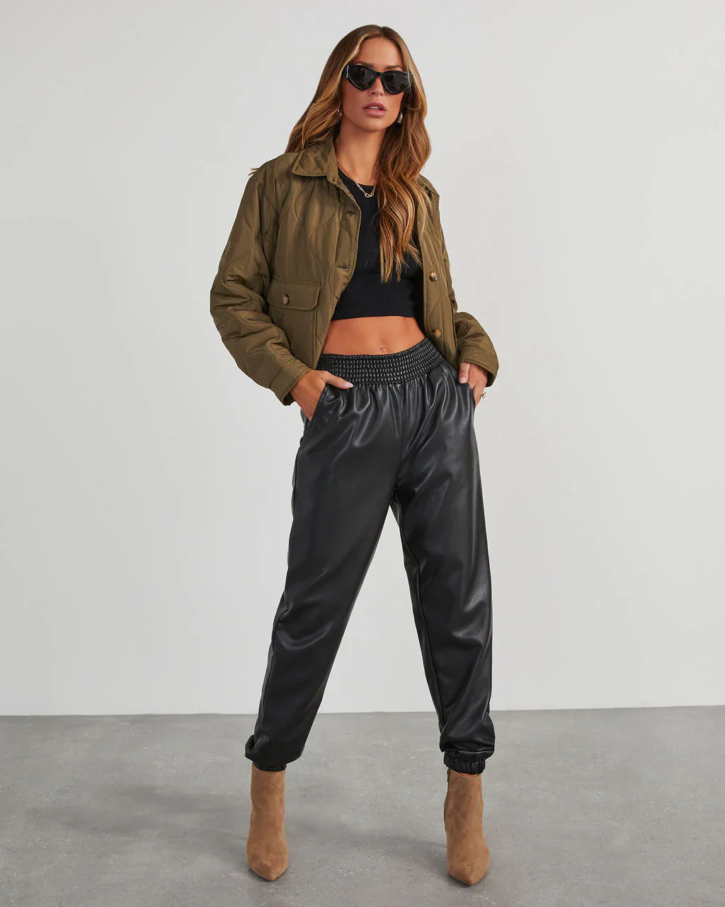 Jamila Faux Leather Joggers