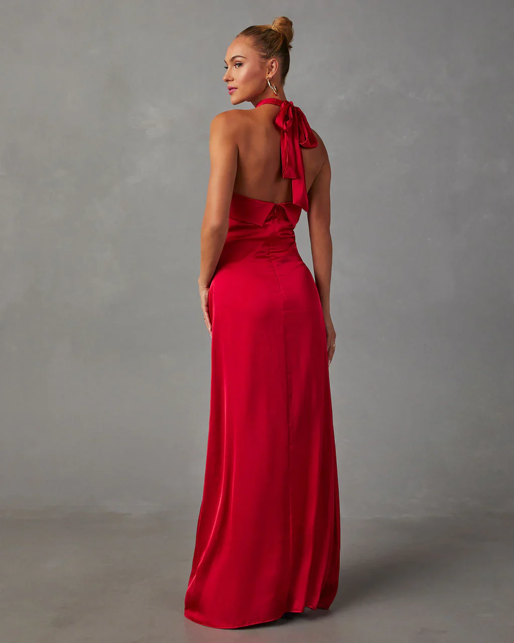 Heartfelt Satin Halter Neck Maxi Dress