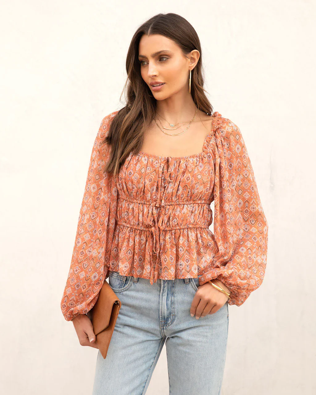 Read Your Mind Printed Square Neck Top