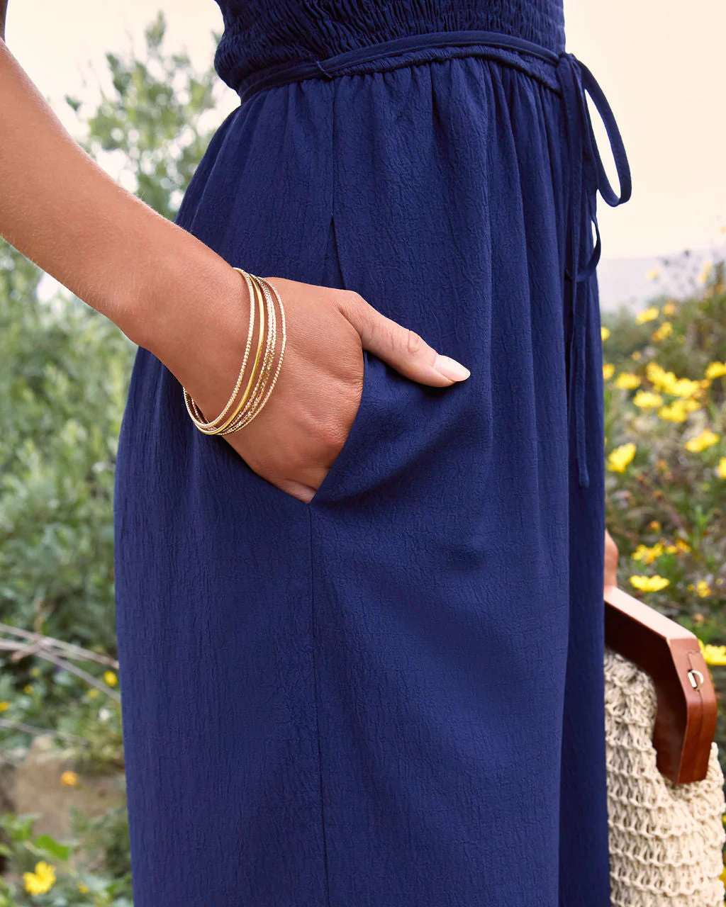 Boston Harbor Smocked Pocketed Jumpsuit