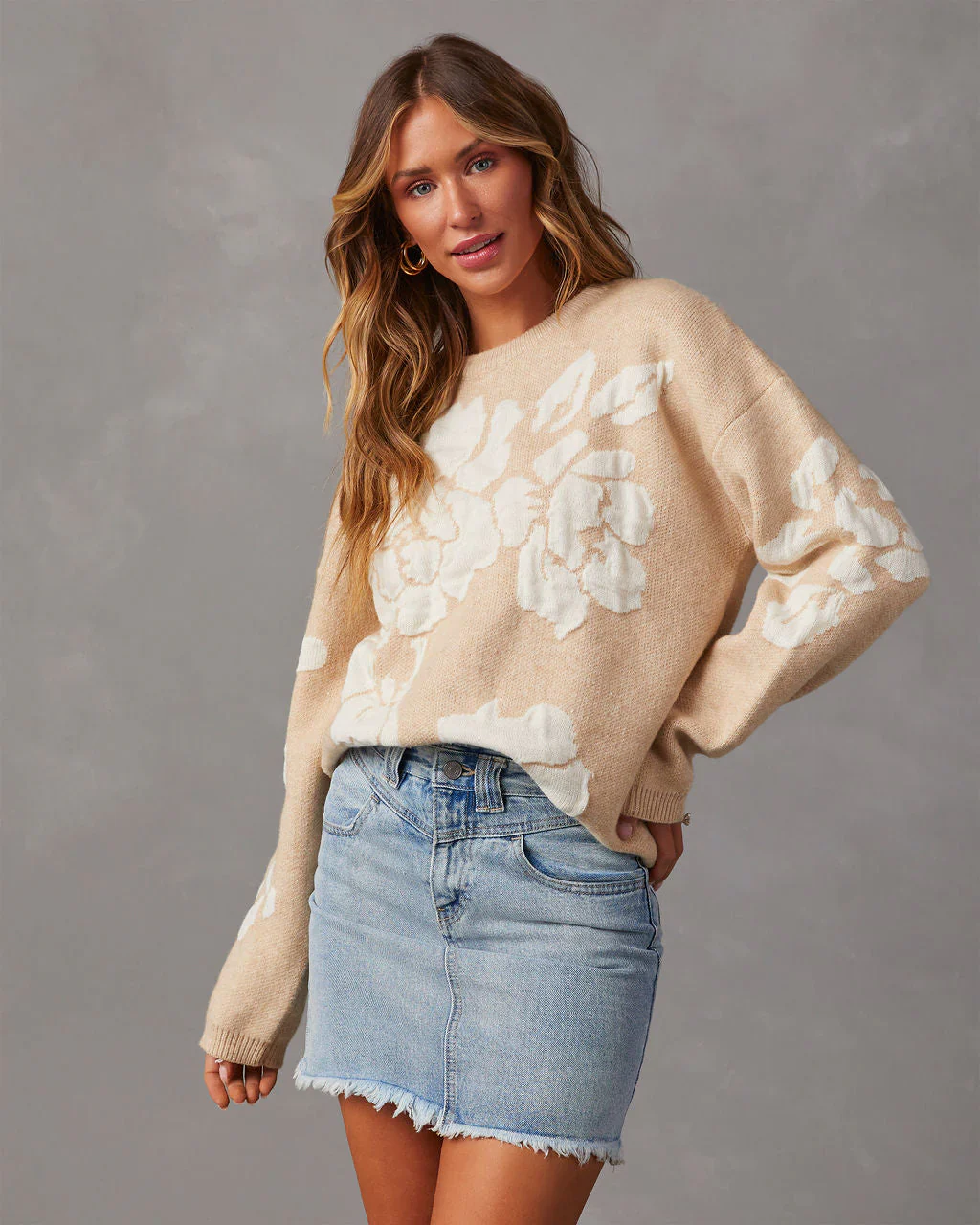 Chic Bouquet Floral Pullover Sweater