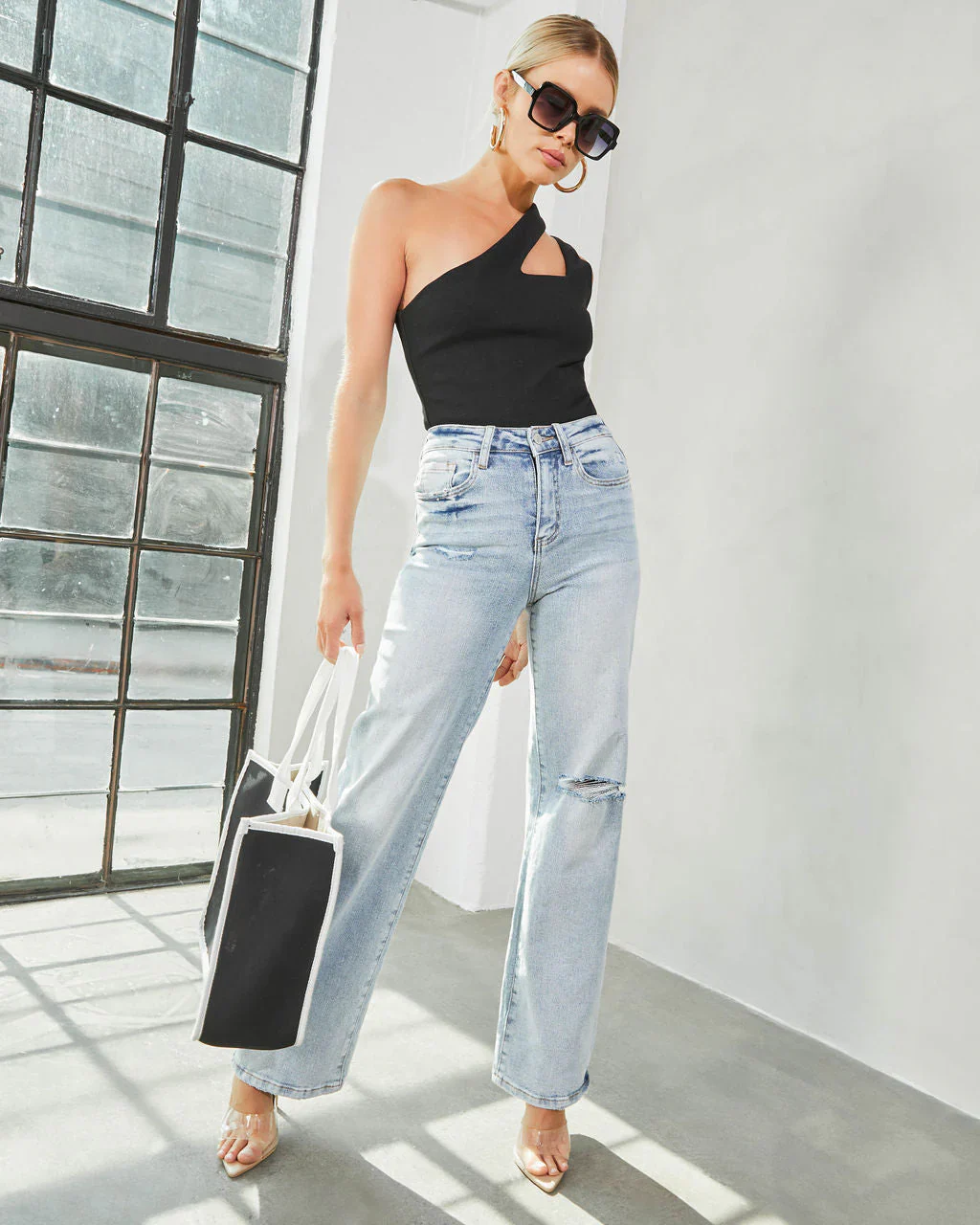 Caresha One Shoulder Cutout Crop Top