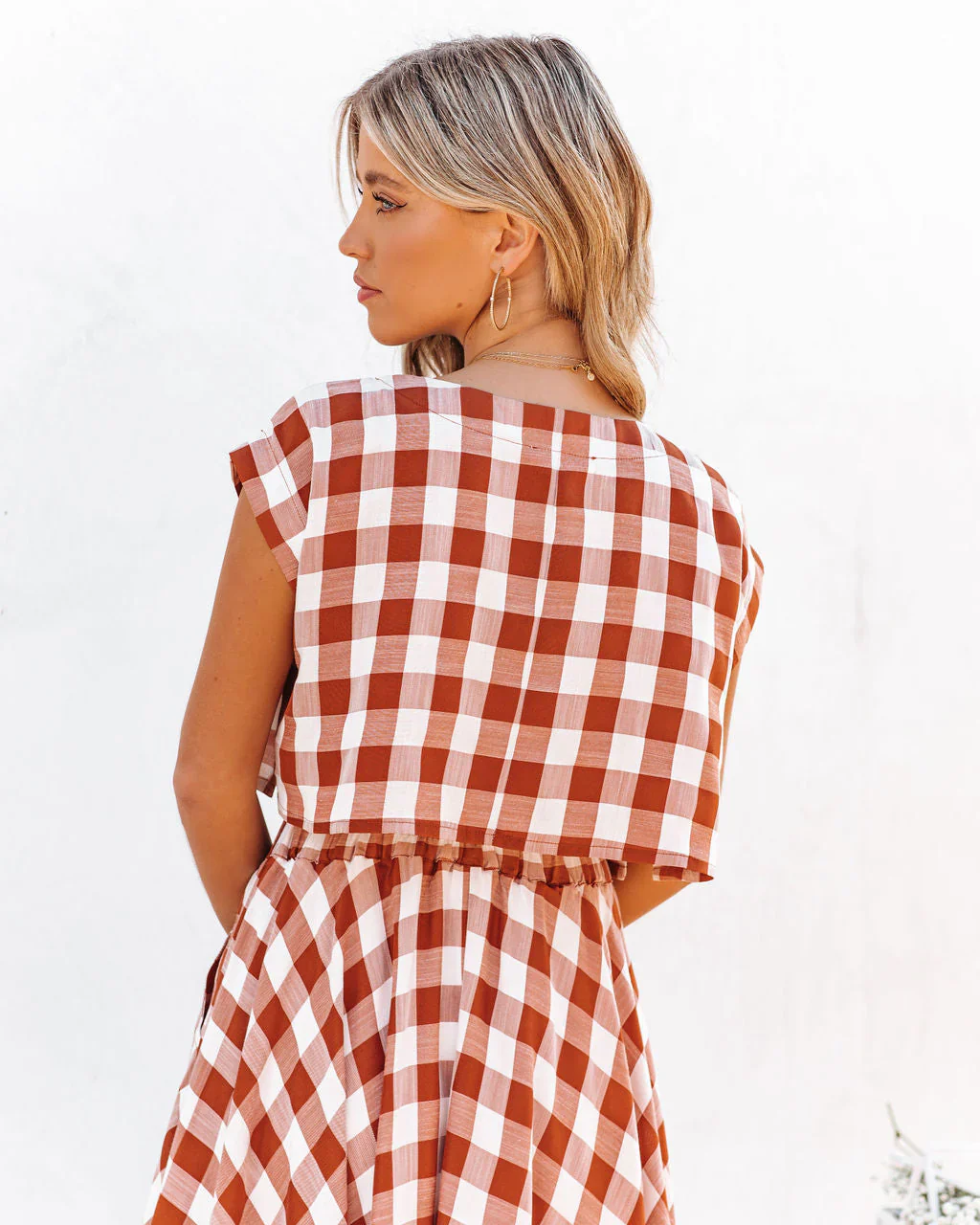 Athina Cotton Blend Gingham Crop Top