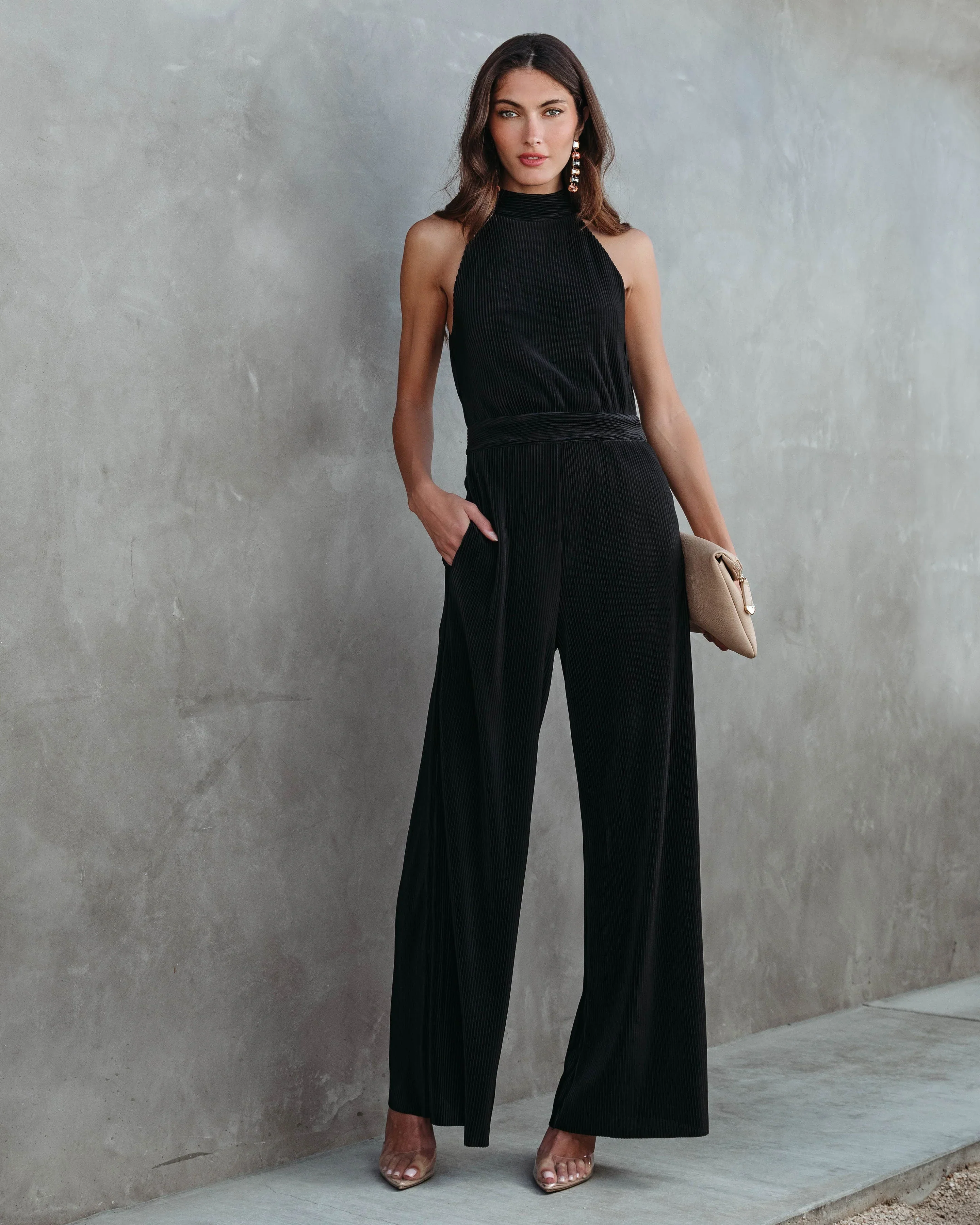 Naya Pocketed Plisse Jumpsuit