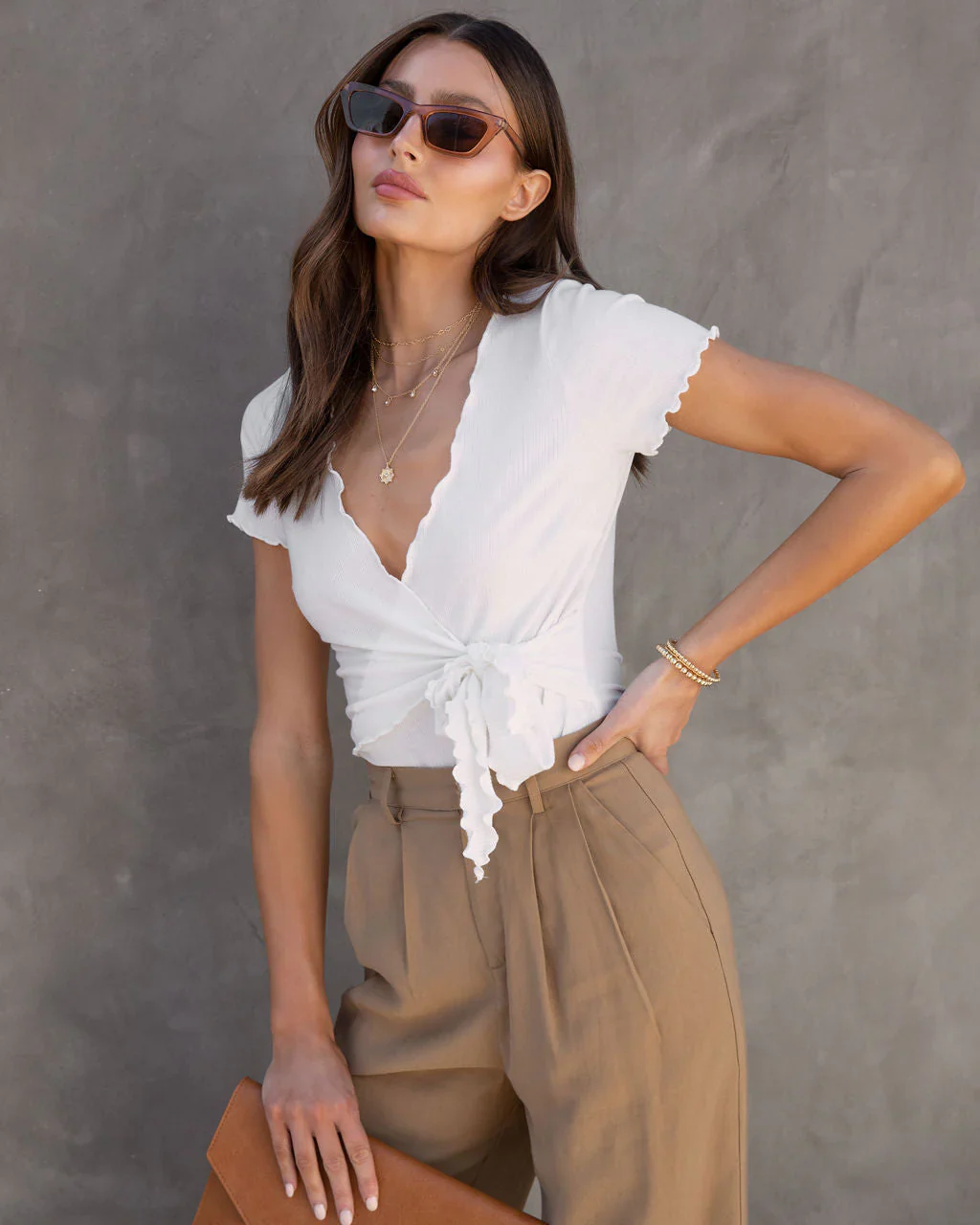 Andrea Ribbed Lettuce Hem Bodysuit