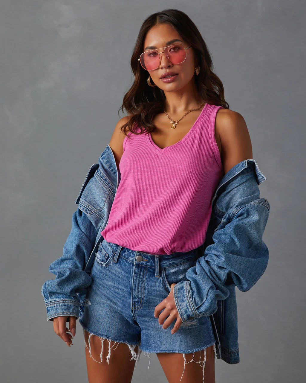 Moira Relaxed Ribbed Curved Hem Tank