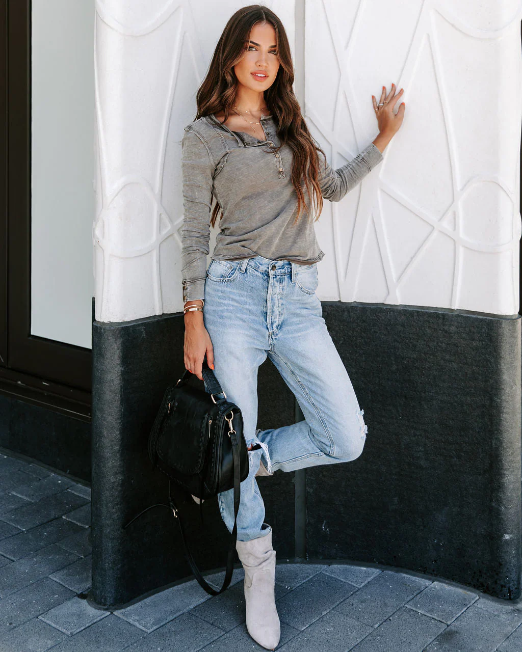 Daralynn Cotton Long Sleeve Henley