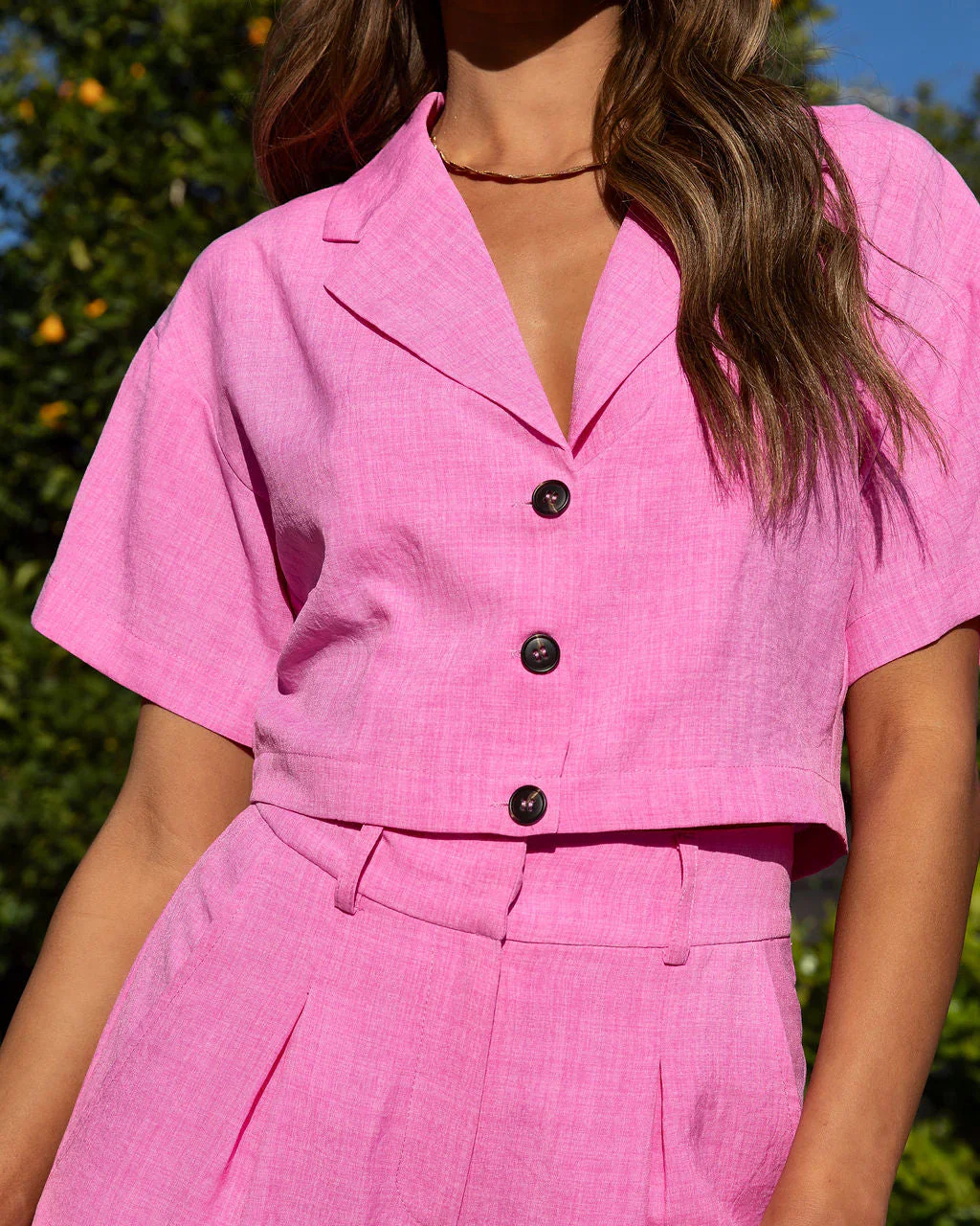 Kamilla Button Front Crop Top