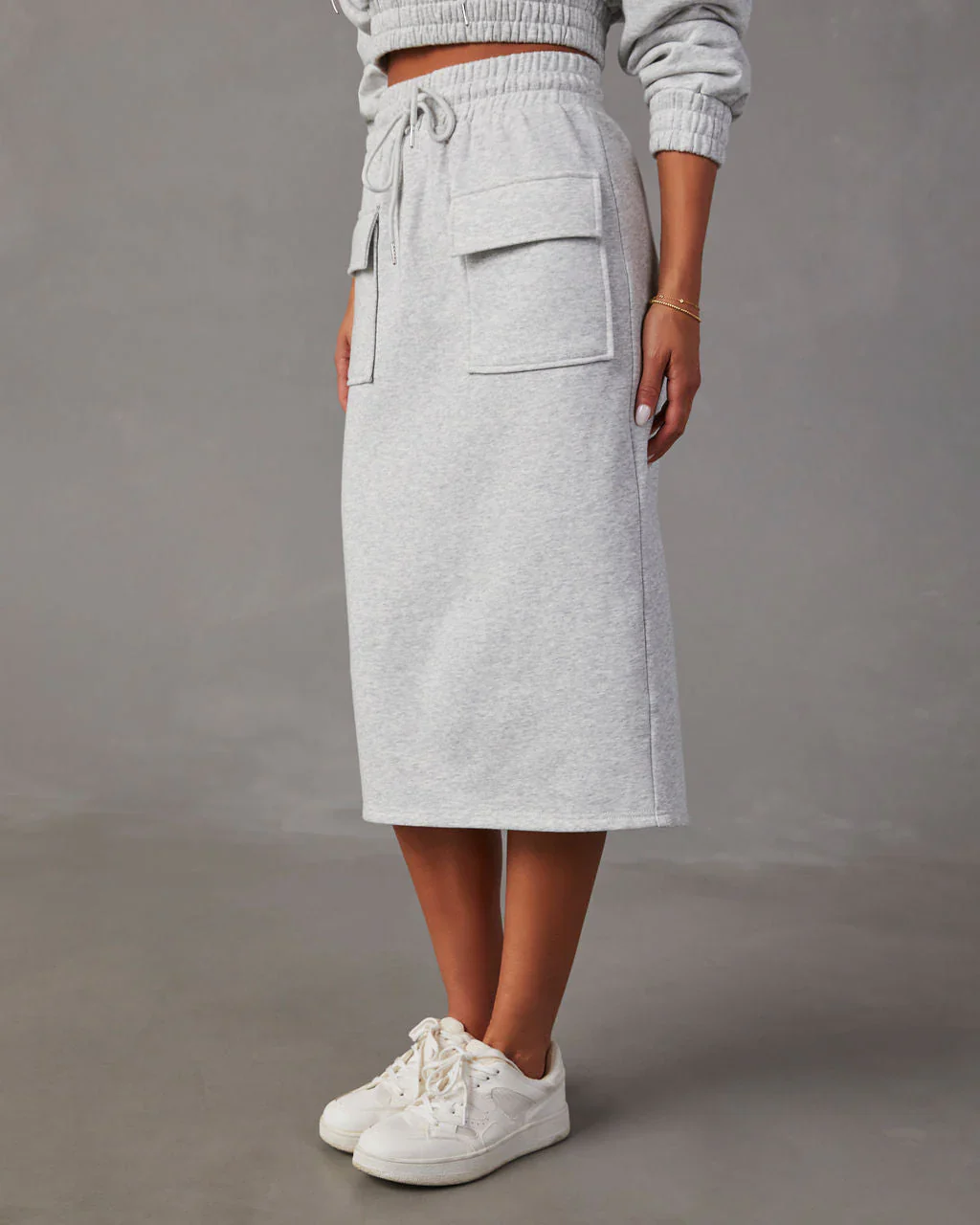 Bedisse Fleece Pocketed Midi Skirt