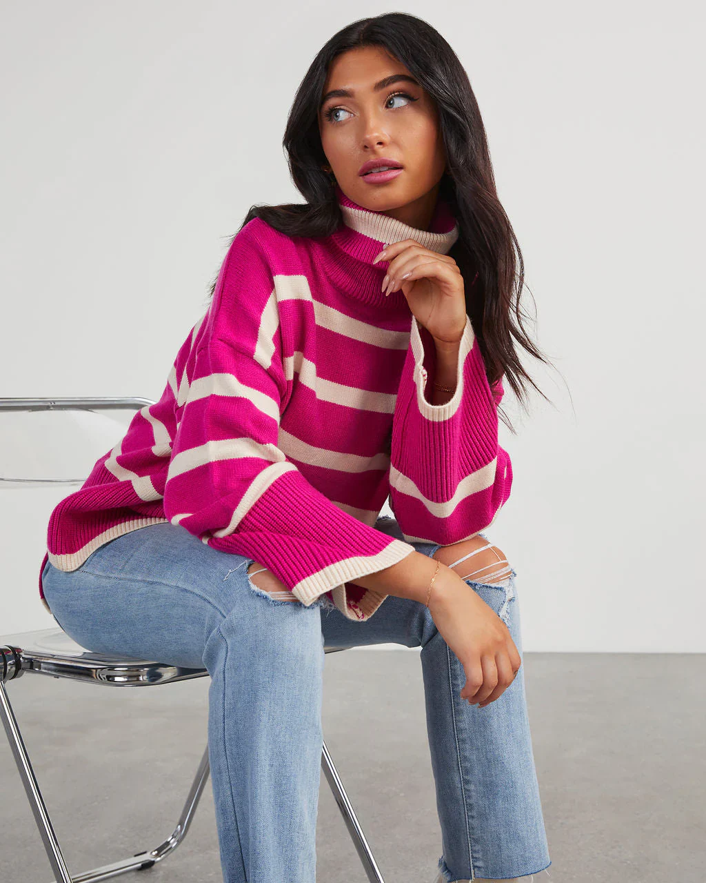 Evelyn Striped Turtleneck Sweater