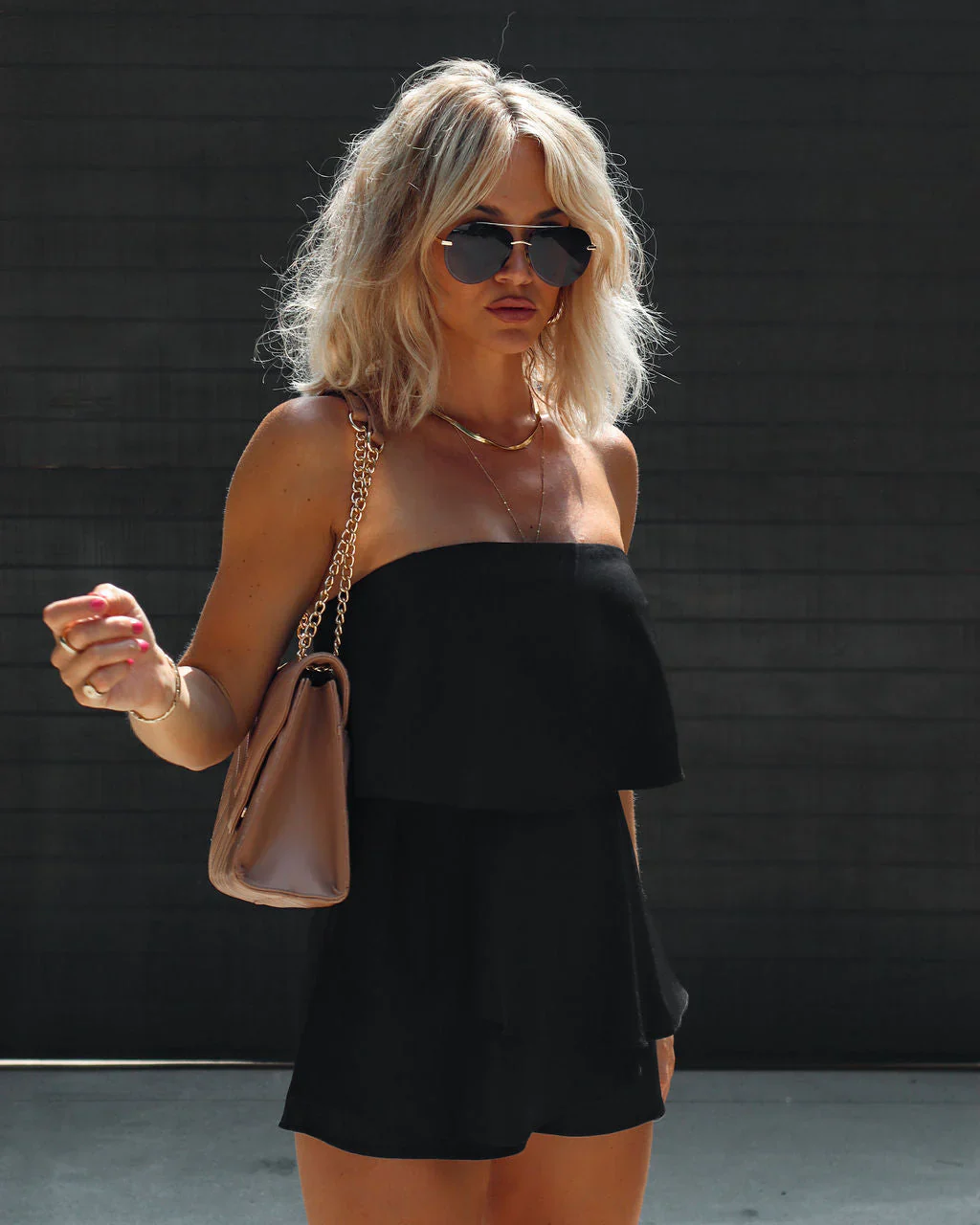Carleigh Strapless Tiered Romper