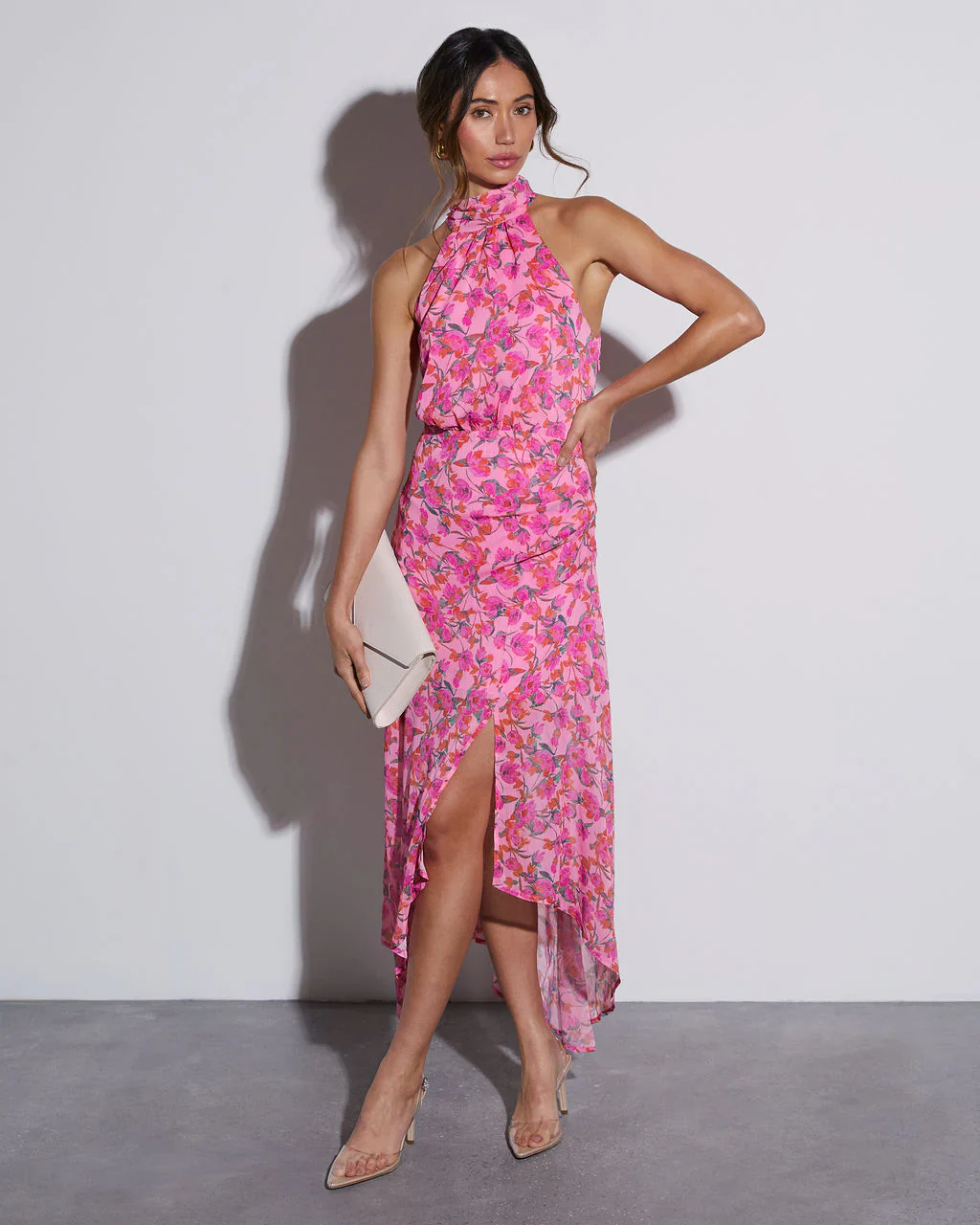 Among The Flowers Halter Midi Dress