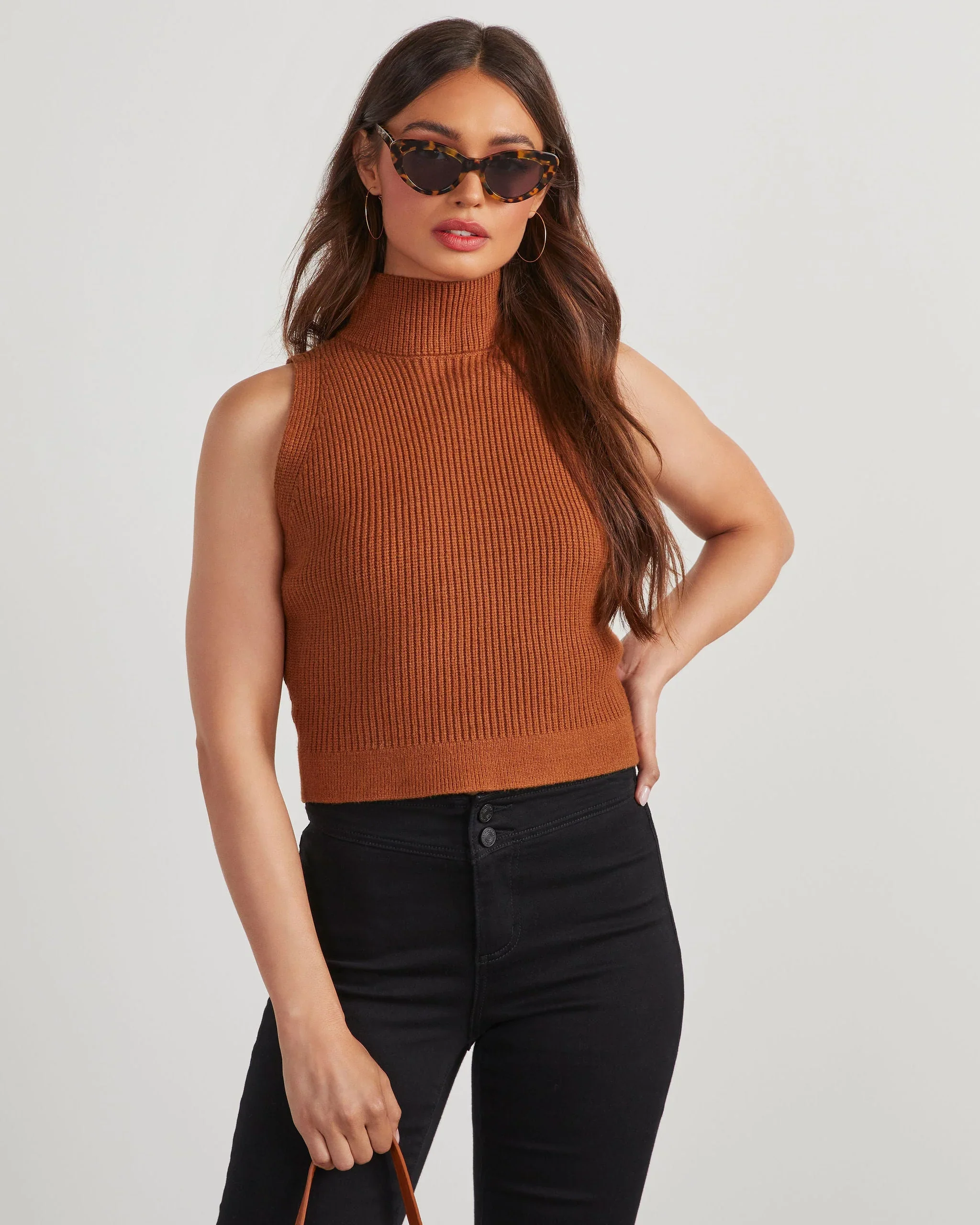Aleisha Mock Neck Sleeveless Sweater