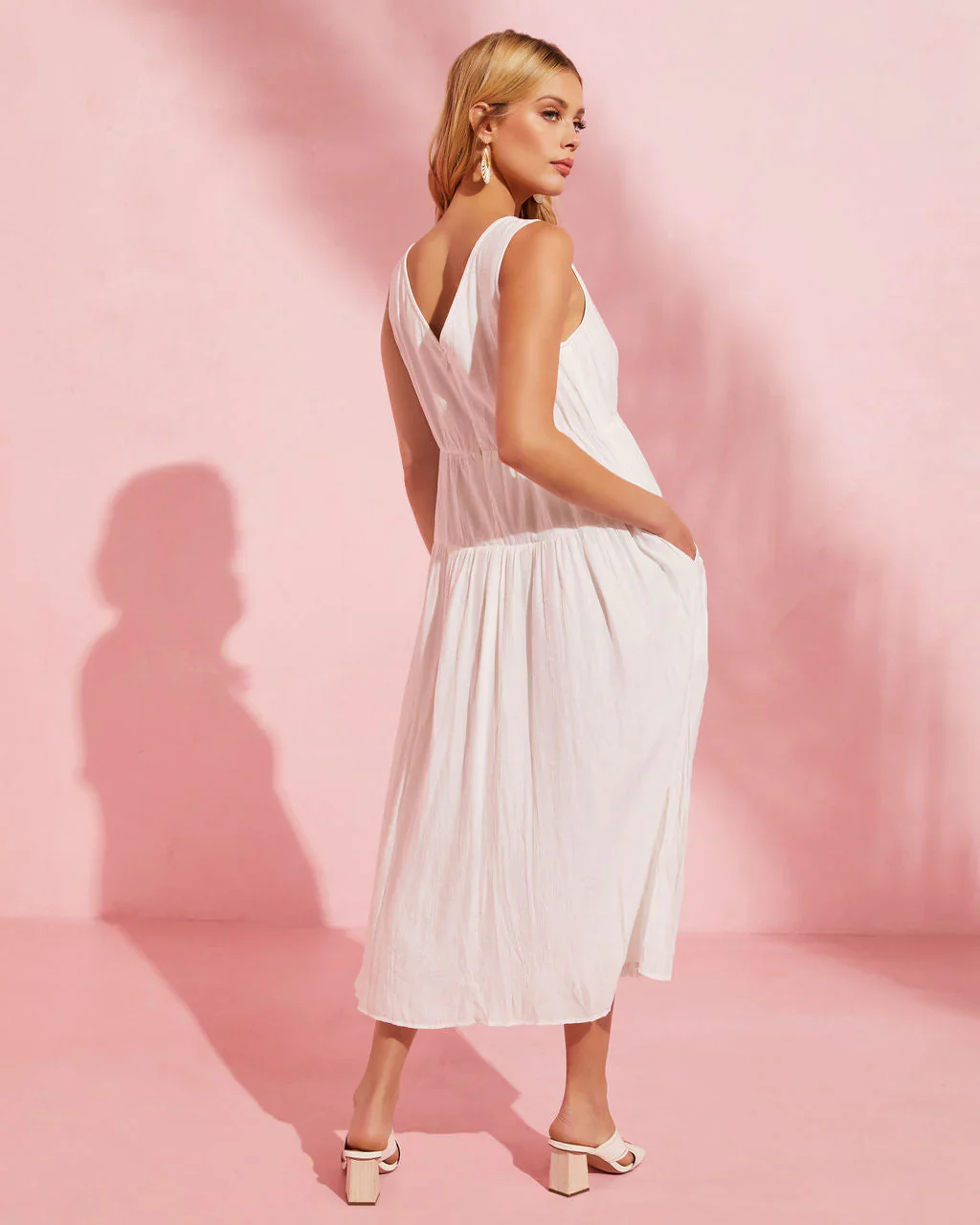 Lunch Date Sleeveless Pocketed Midi Dress