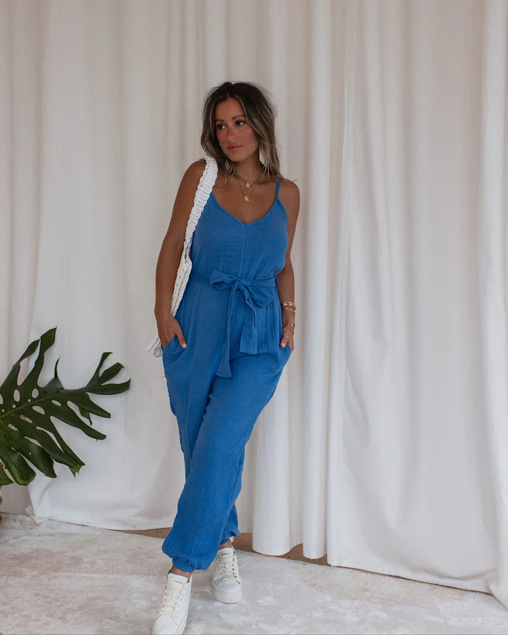 Maureen Cotton Pocketed Waist Jumpsuit