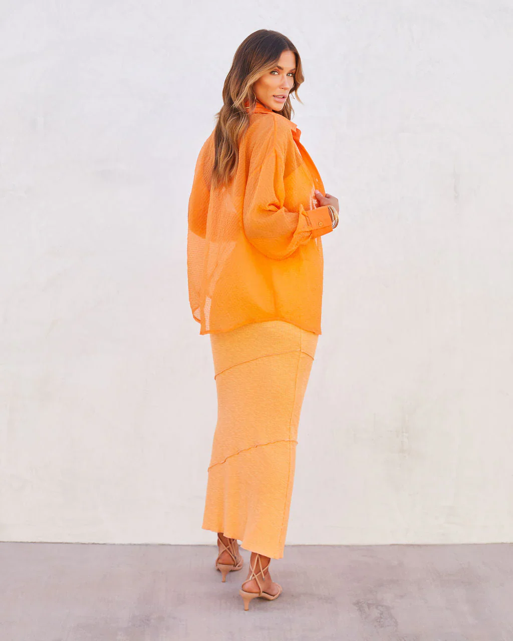 Bijou Textured Sheer Button Down Top