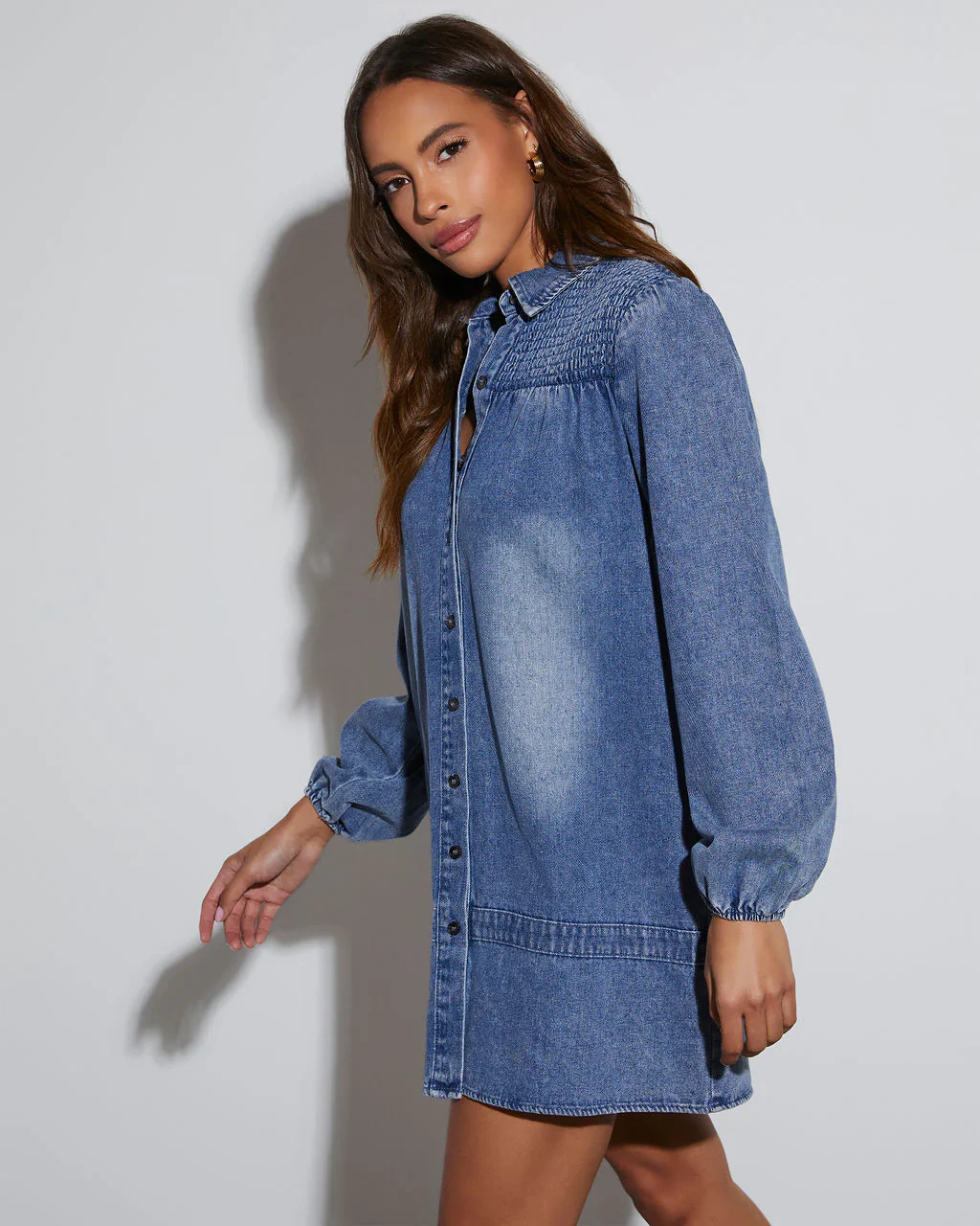 Laney Denim Collared Mini Dress