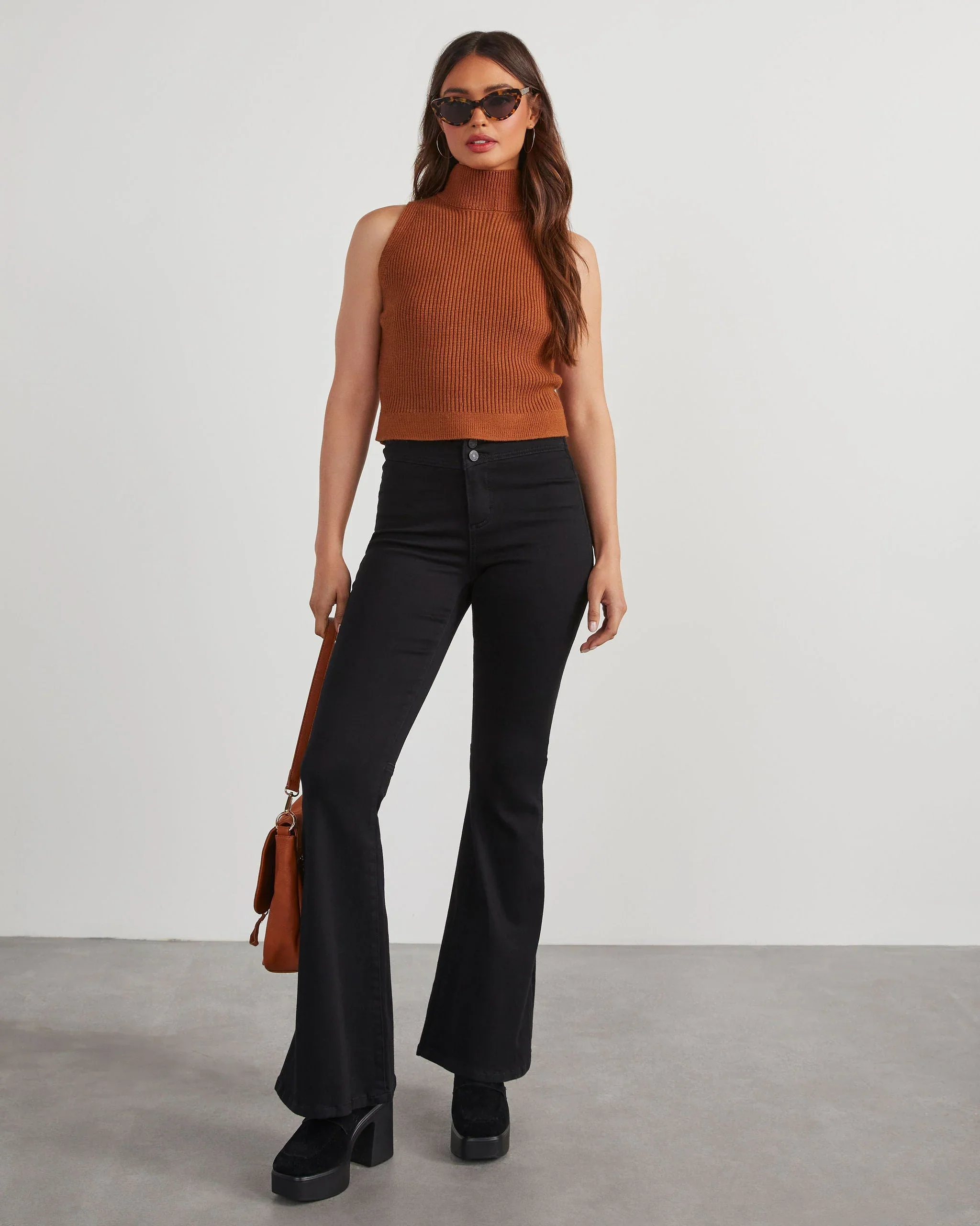 Aleisha Mock Neck Sleeveless Sweater