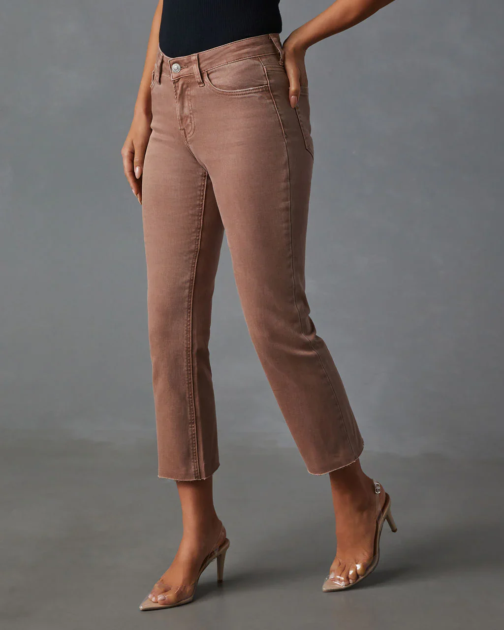 Ravina Mid Rise Cropped Straight Leg Jeans